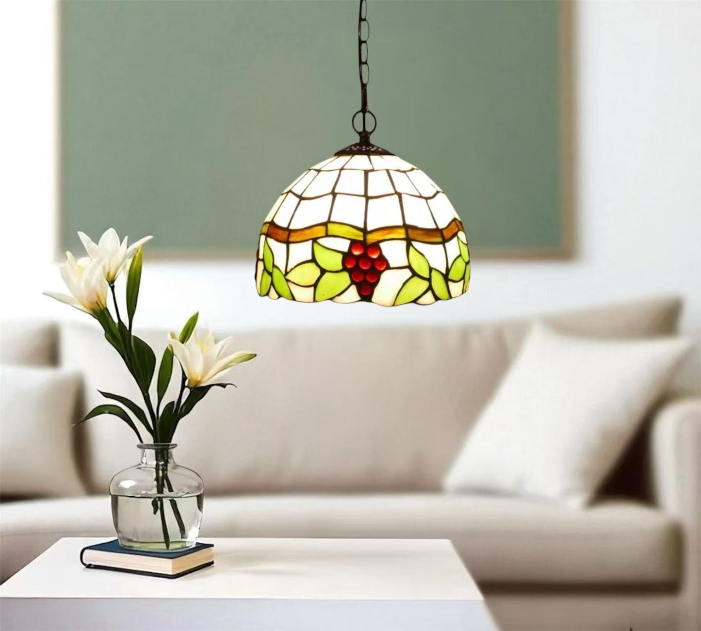 CDH 10" Tiffany Pendant Lamp with 20cm lamp shade (12022SPS)