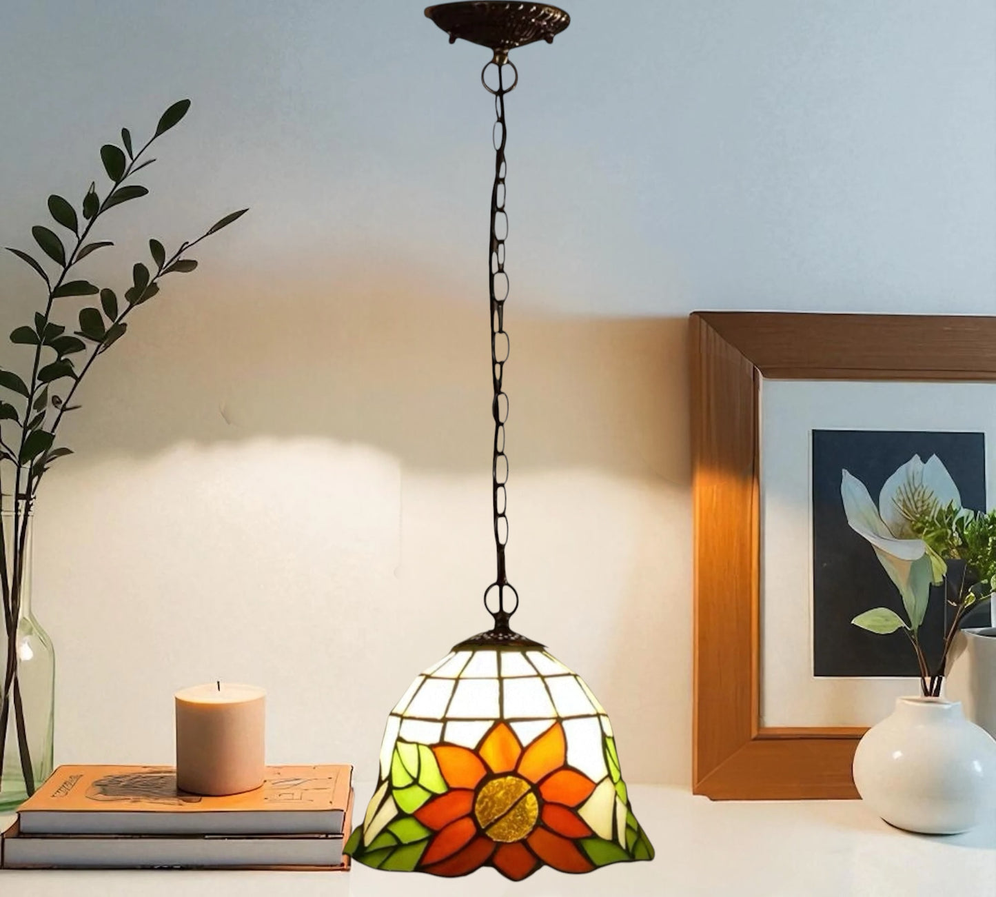 CDH 10" Tiffany Pendant Lamp with 20cm lamp shade (12068LIM)
