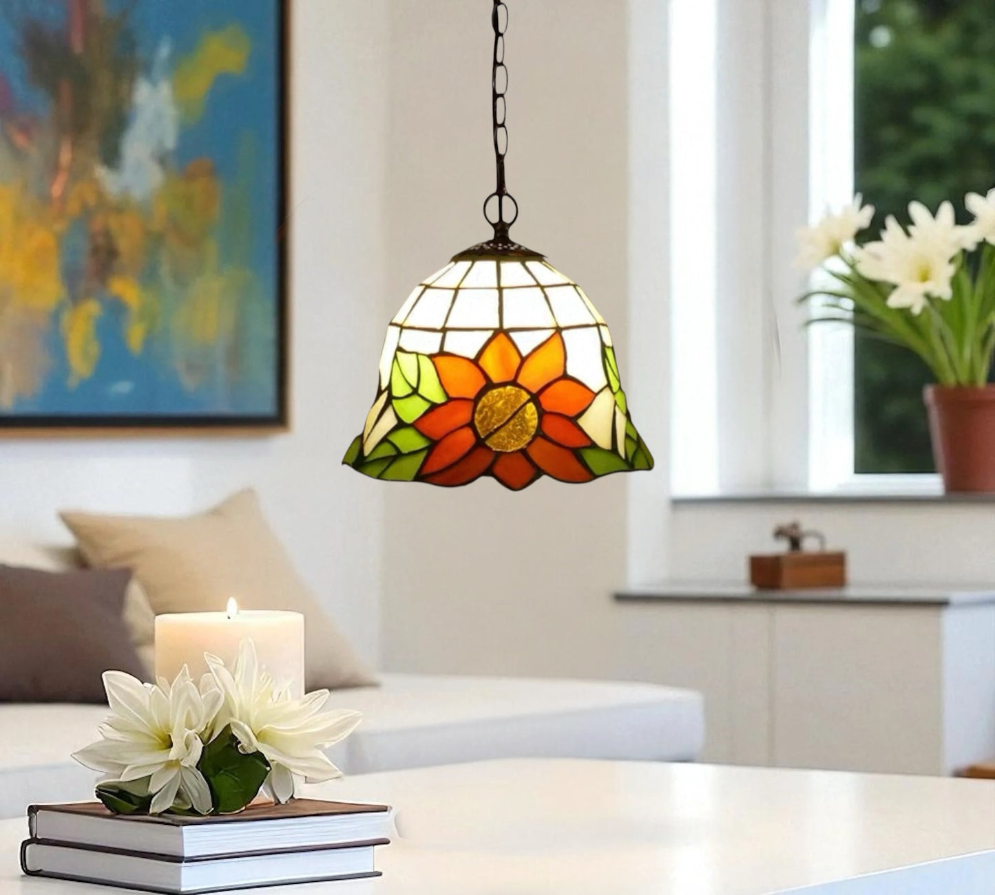CDH 10" Tiffany Pendant Lamp with 20cm lamp shade (12068LIM)