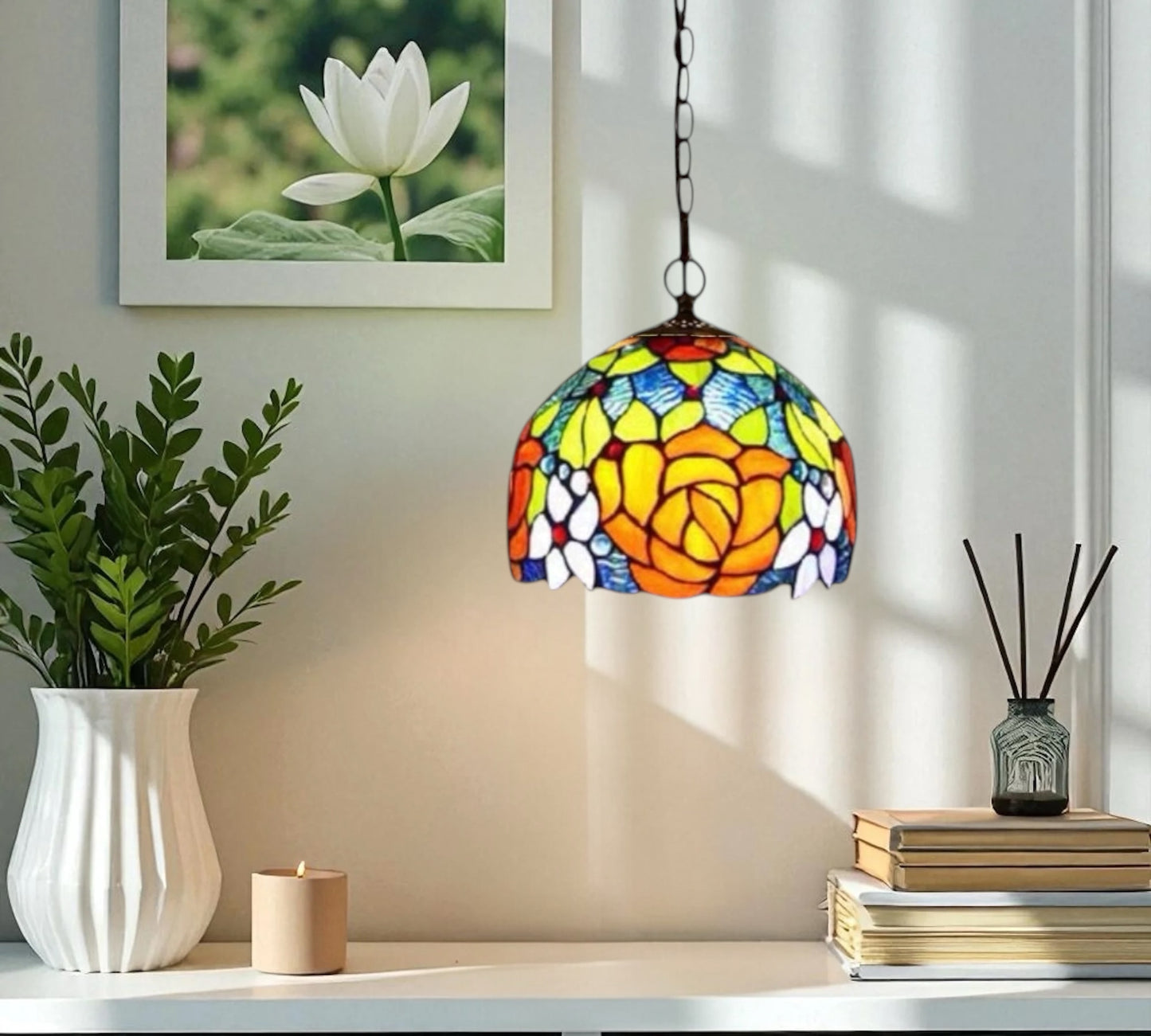 CDH 10" Tiffany Pendant Lamp with 20cm lamp shade (100163P)