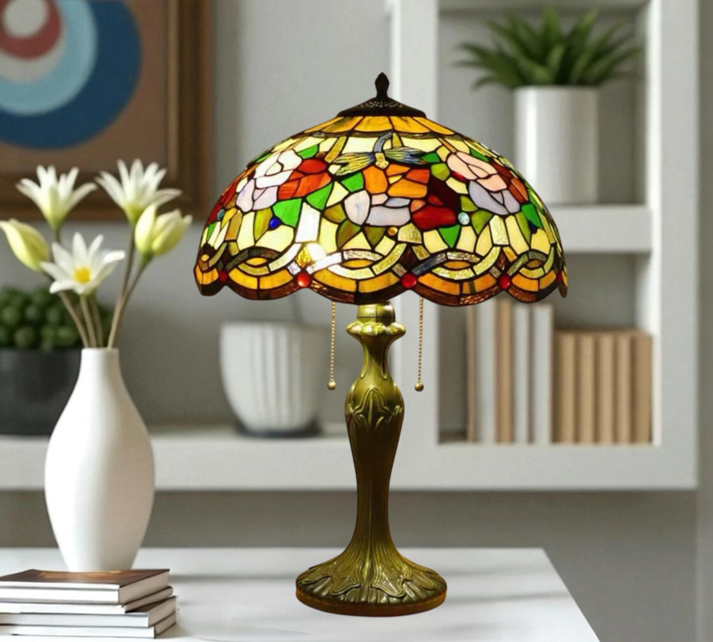 CDH 16" Tiffany Table Lamp 40cm Shade (15002)