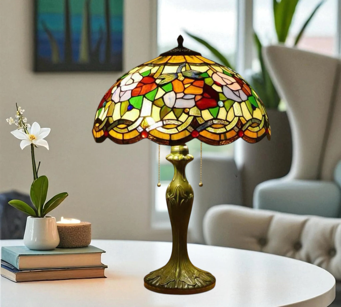 CDH 16" Tiffany Table Lamp 40cm Shade (15002)