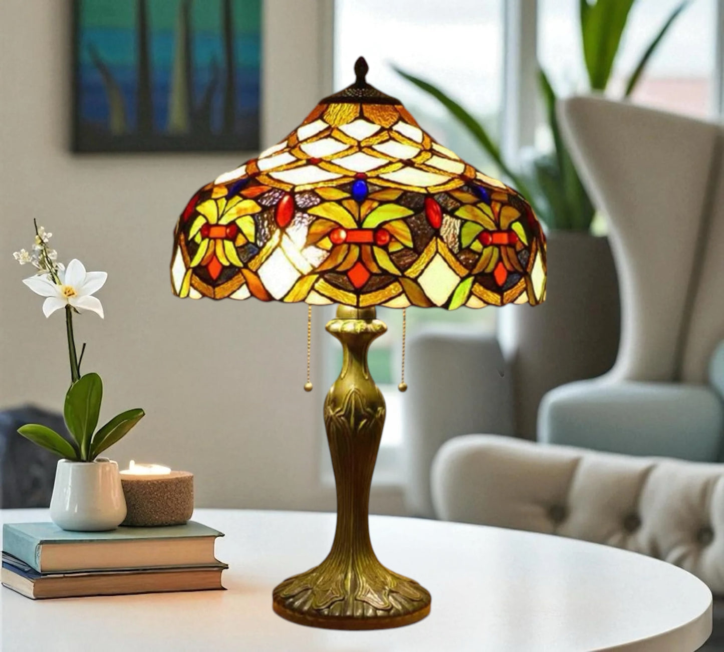CDH 16" Tiffany Table Lamp 40cm Shade (15009)