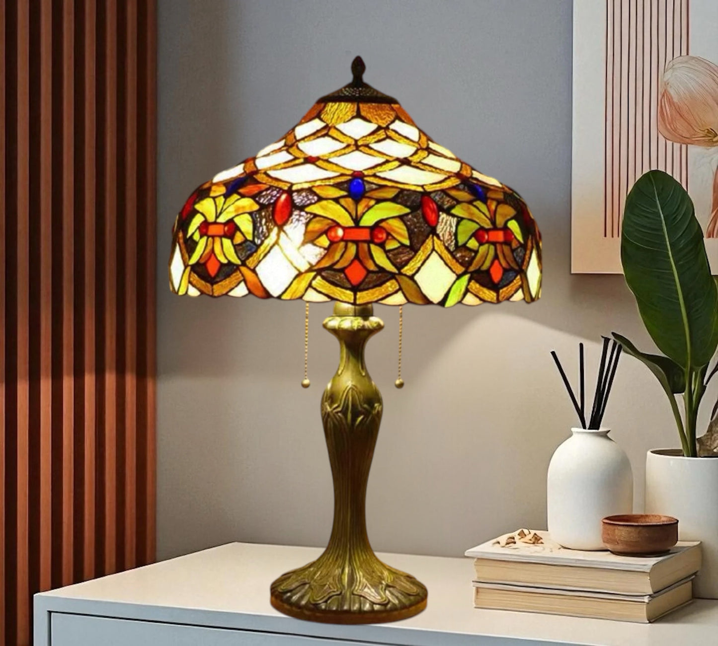 CDH 16" Tiffany Table Lamp 40cm Shade (15009)