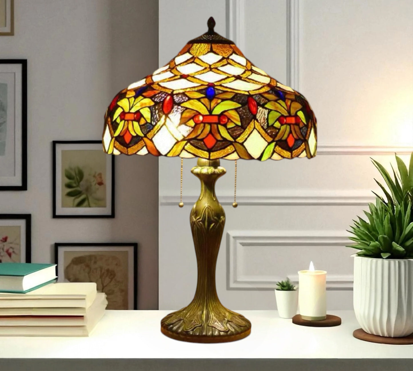 CDH 16" Tiffany Table Lamp 40cm Shade (15009)