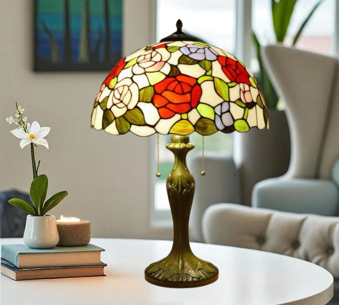 CDH 16" Tiffany Table Lamp 40cm Shade (15018)