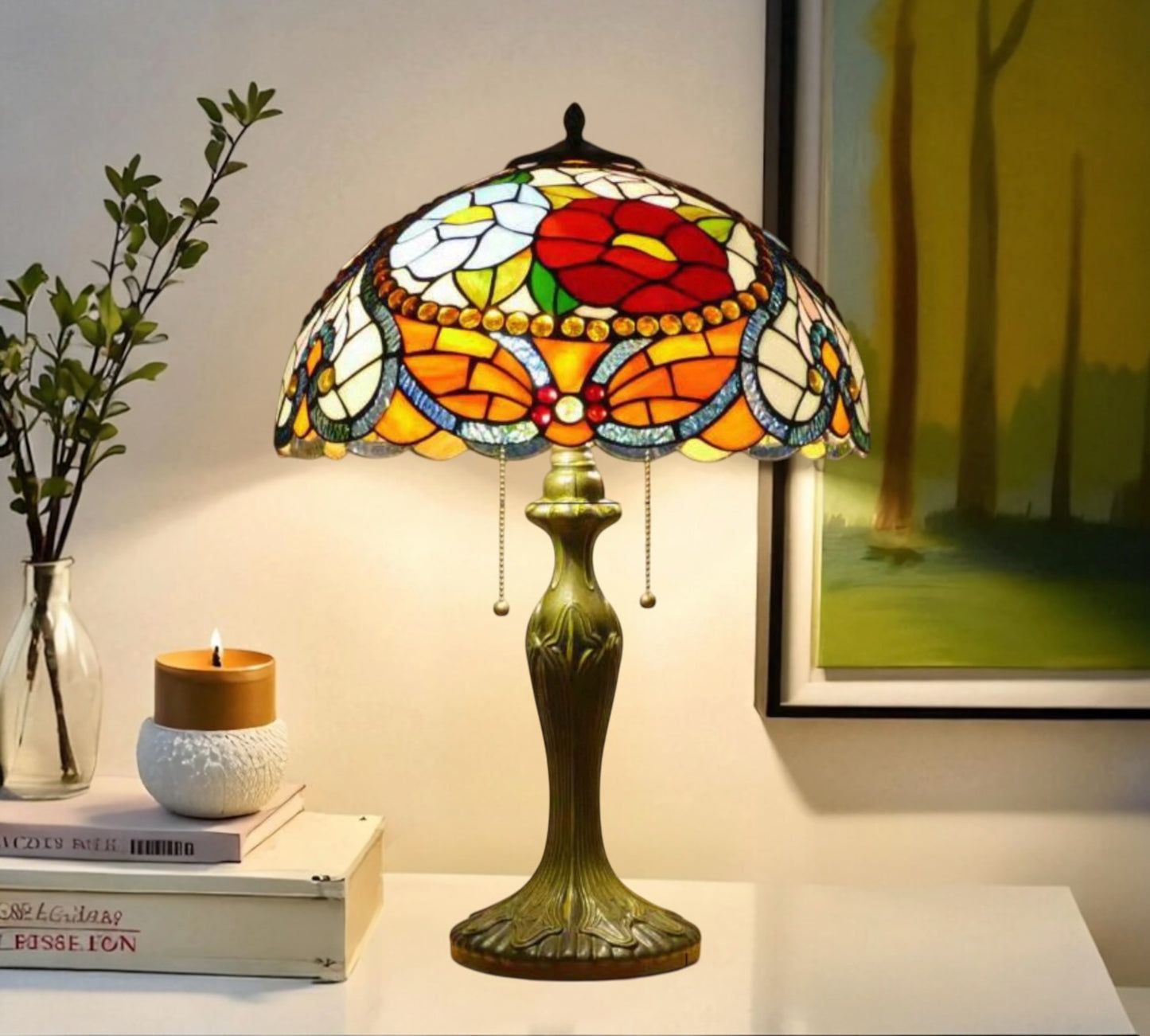 CDH 16" Tiffany Table Lamp 40cm Shade (15030)