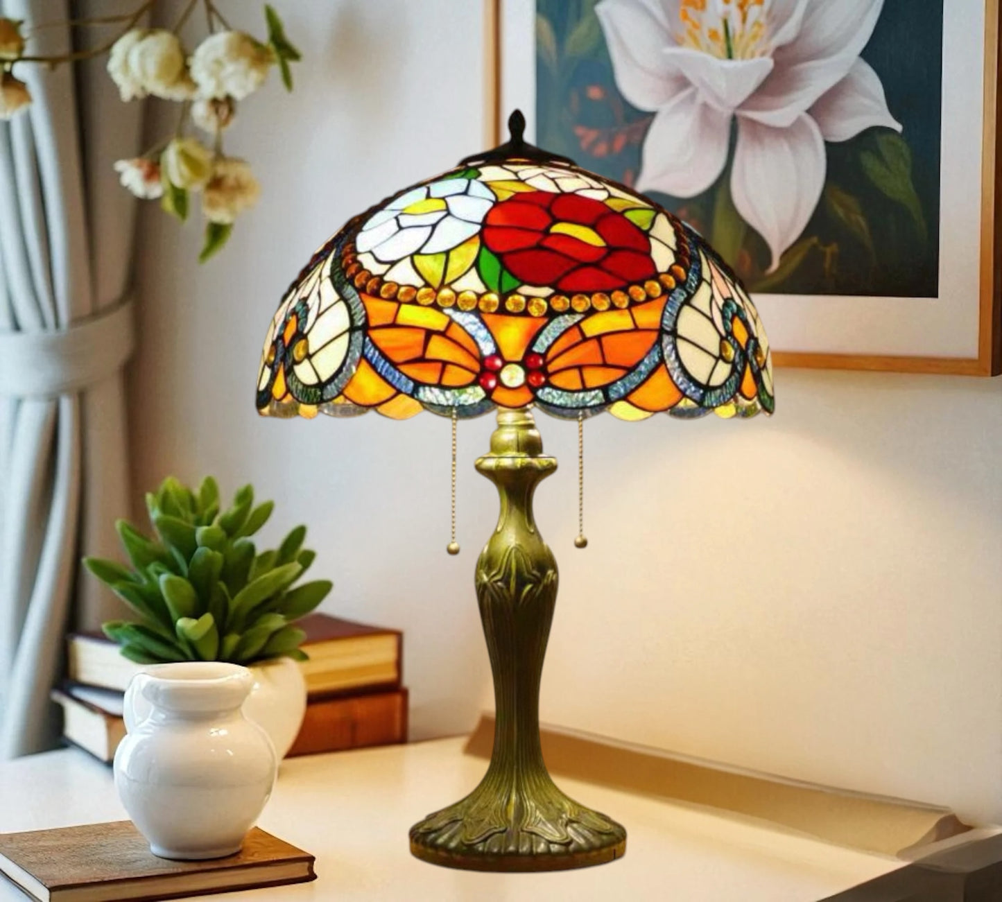 CDH 16" Tiffany Table Lamp 40cm Shade (15030)