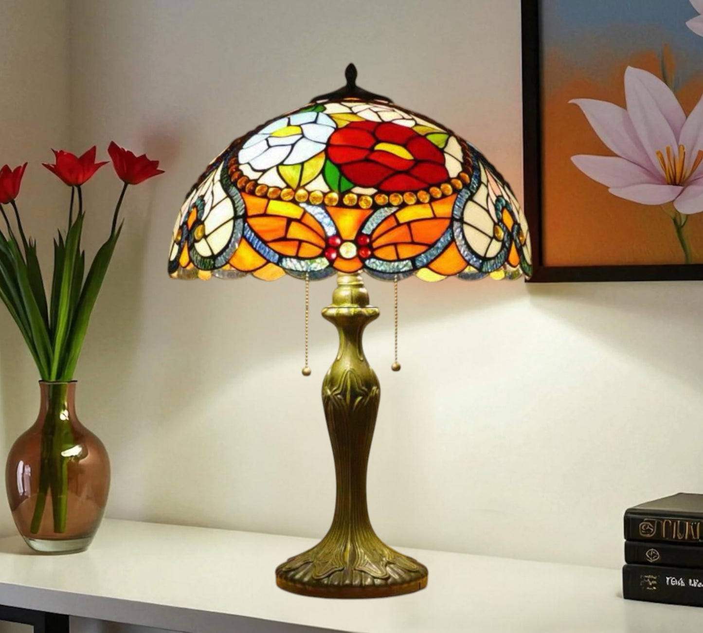 CDH 16" Tiffany Table Lamp 40cm Shade (15030)