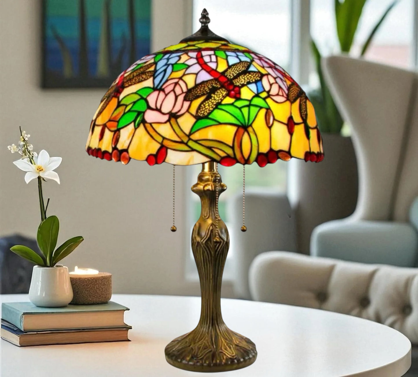 CDH 16" Tiffany Table Lamp 40cm Shade (16941T)