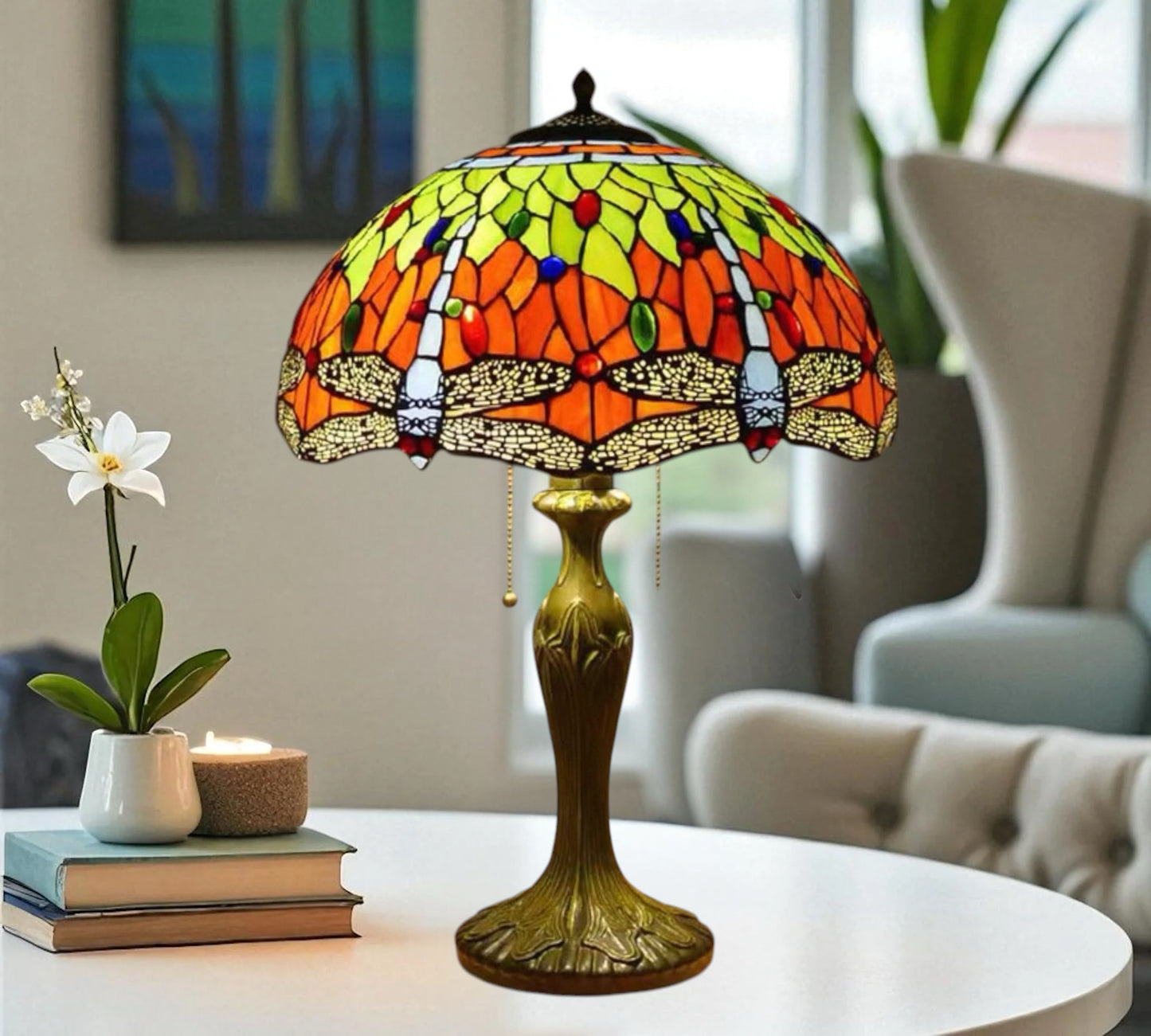 CDH 16" Tiffany Table Lamp 40cm Shade (15004)