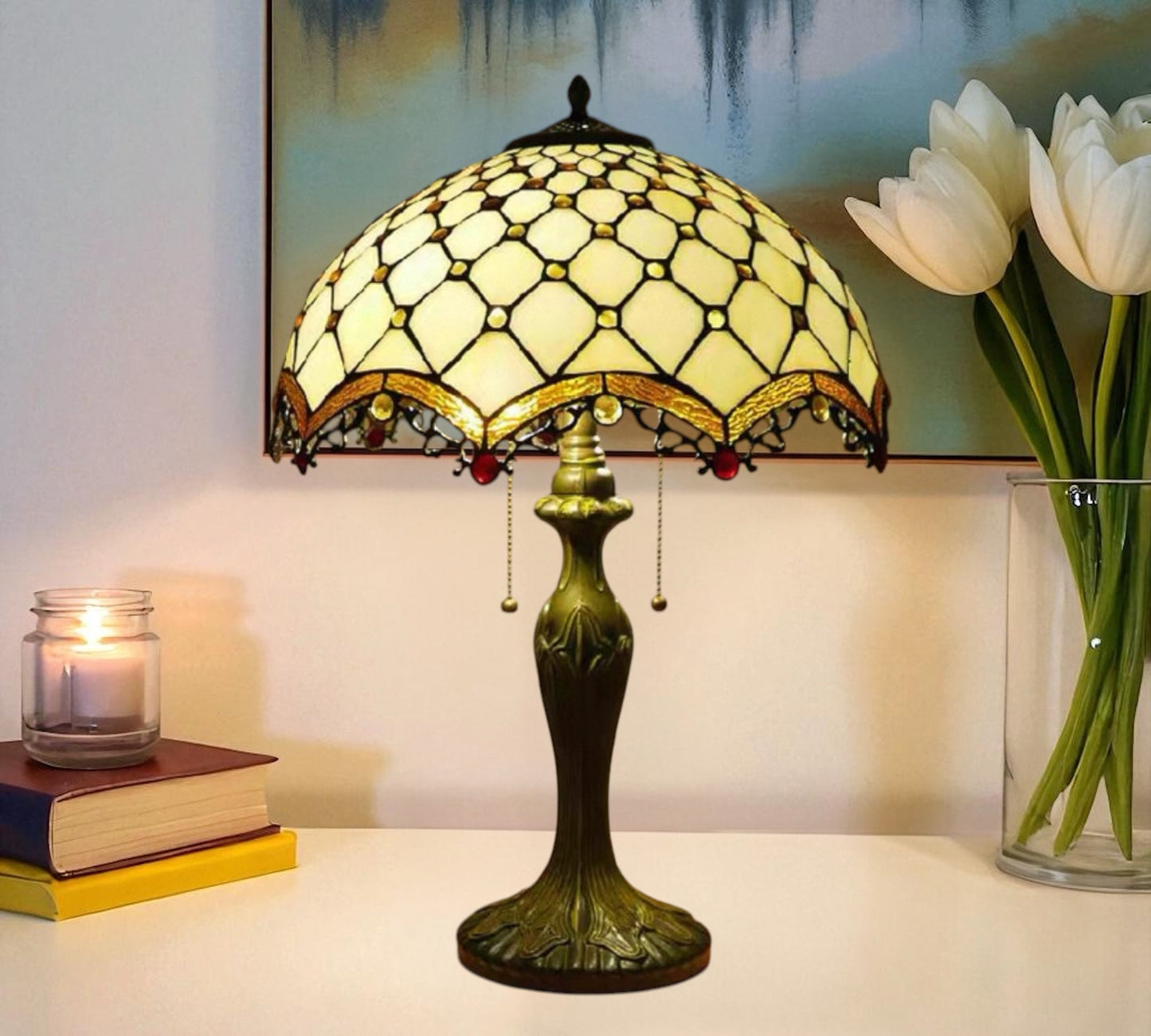 CDH 16" Tiffany Table Lamp 40cm Shade (16058T)