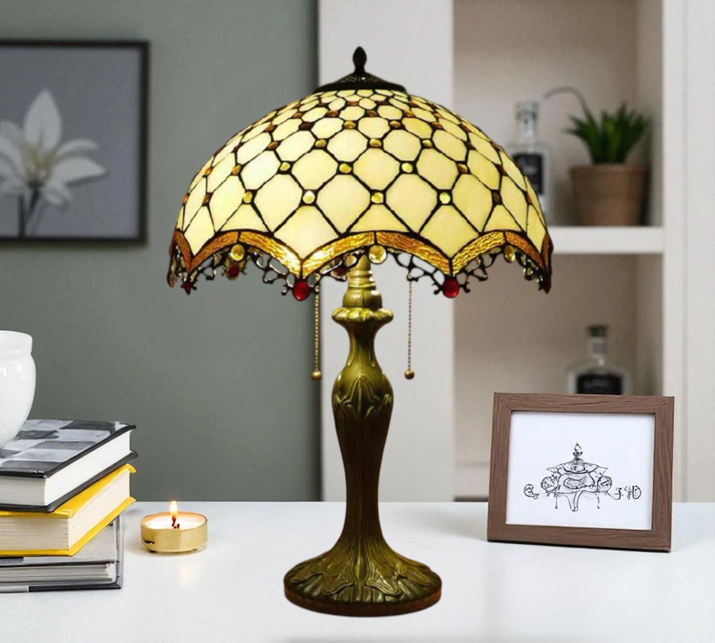 CDH 16" Tiffany Table Lamp 40cm Shade (16058T)