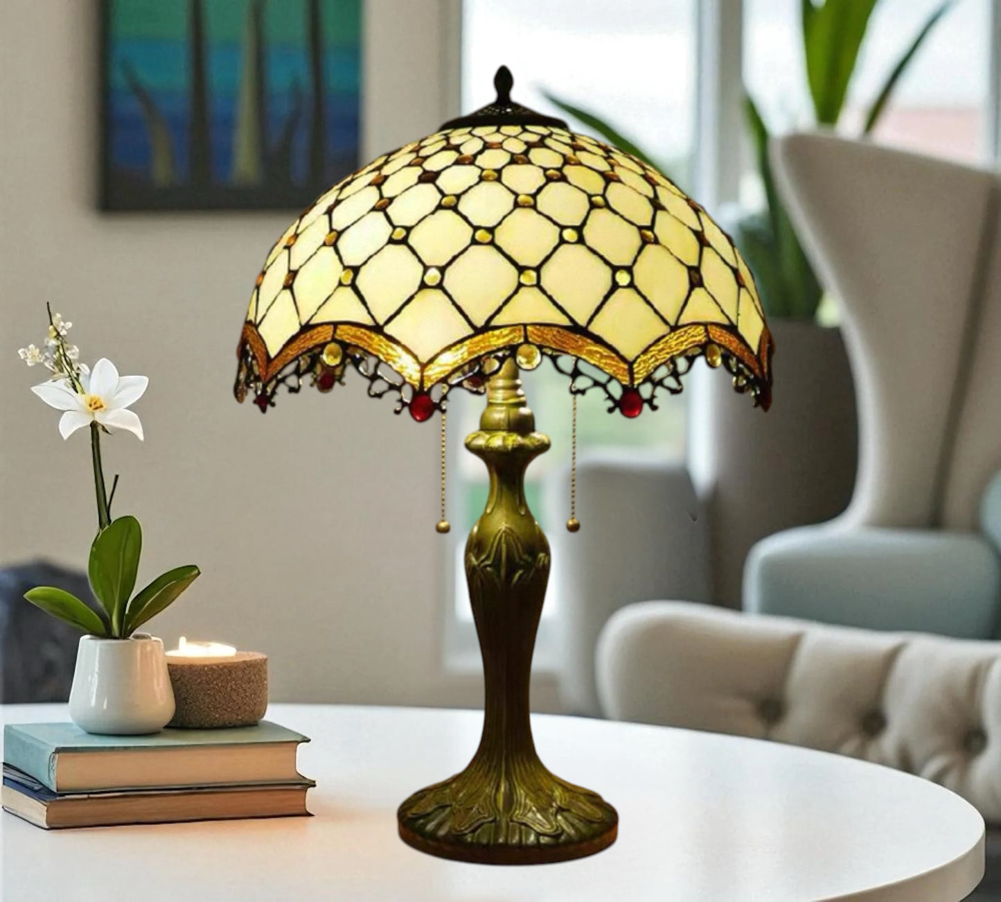 CDH 16" Tiffany Table Lamp 40cm Shade (16058T)