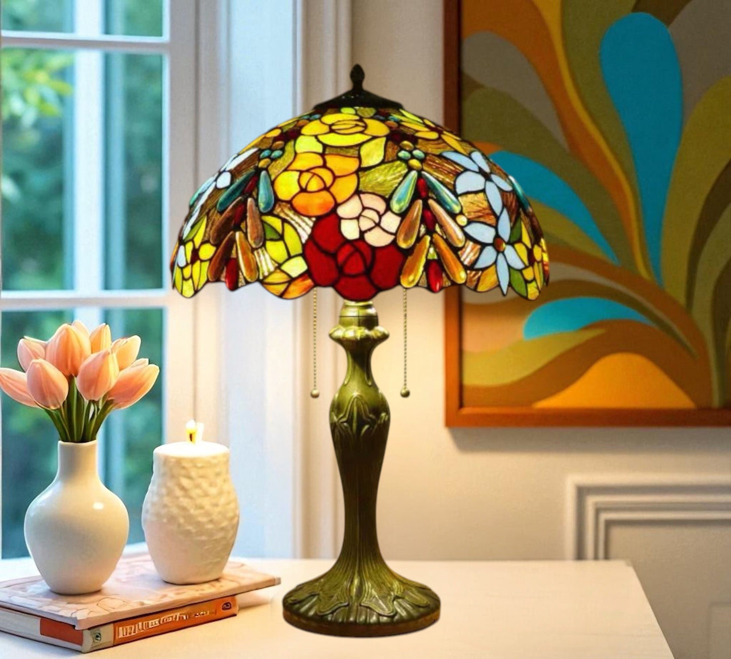 CDH 16" Tiffany Table Lamp 40cm Shade (15016)