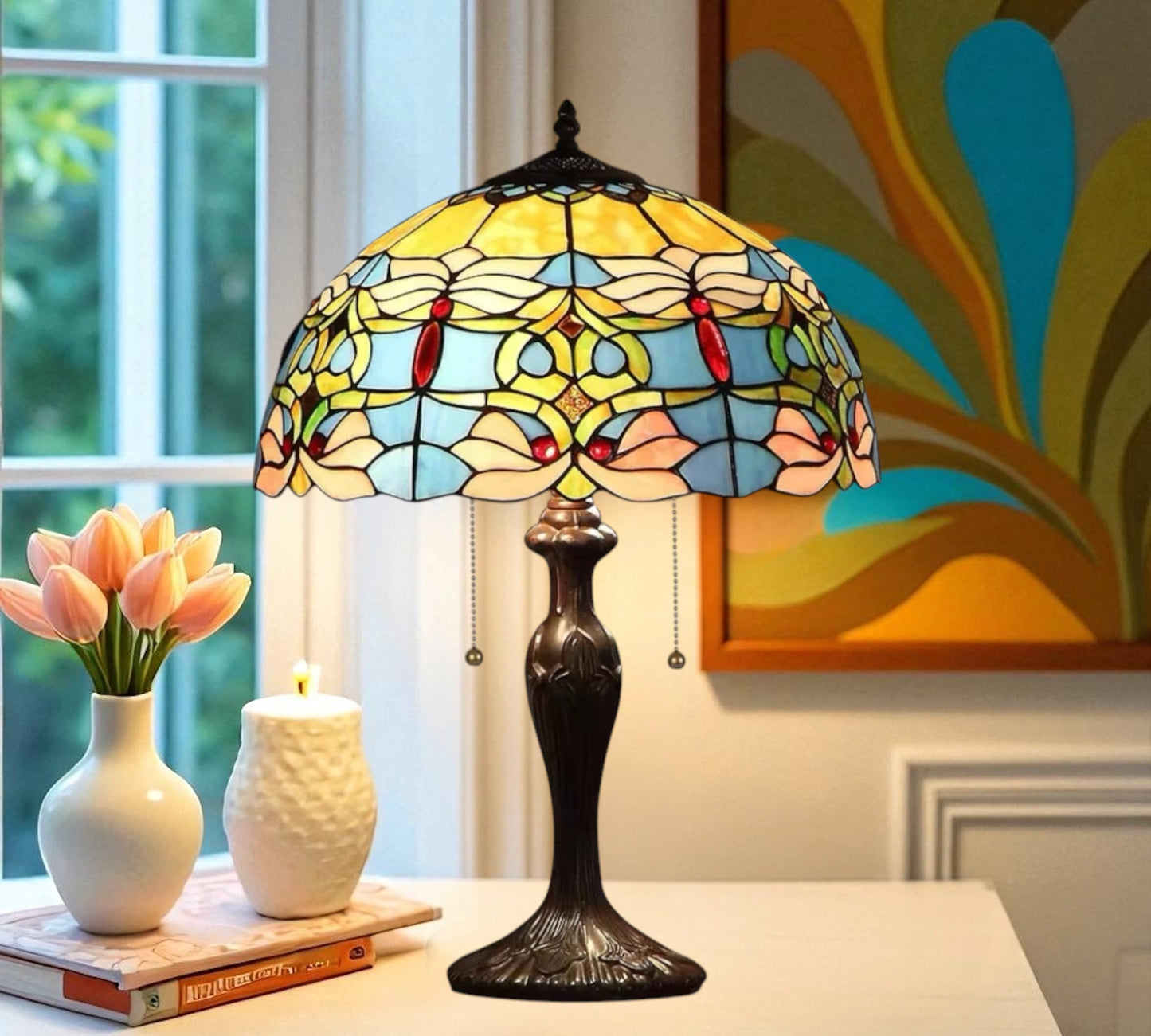CDH 16" Tiffany Table Lamp 40cm Shade (15021)