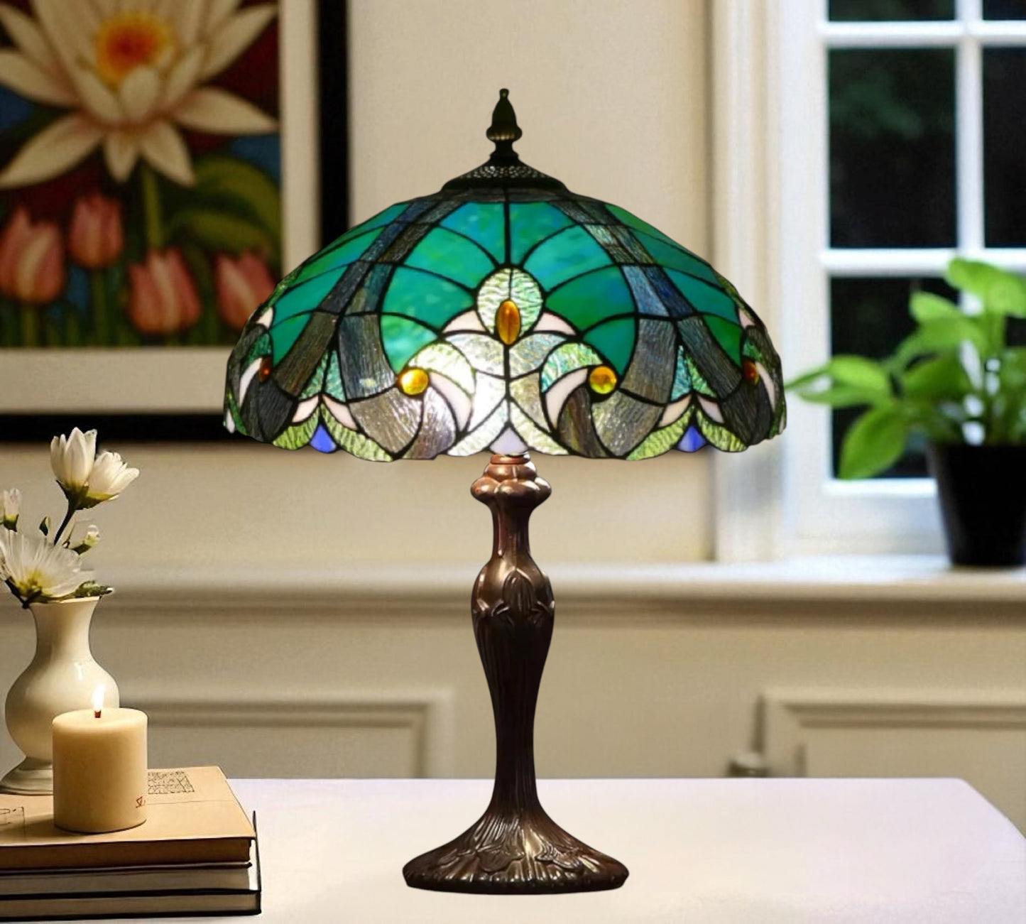 CDH 16" Tiffany Table Lamp 40cm Shade (15011)