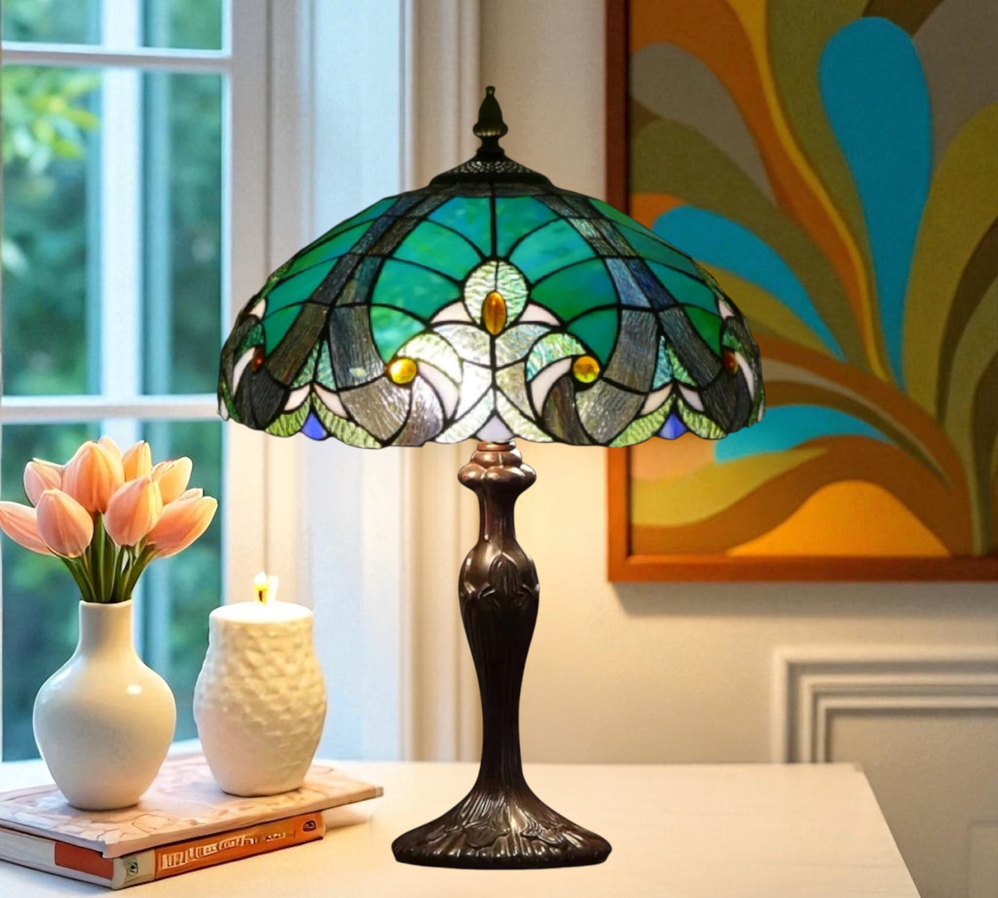 CDH 16" Tiffany Table Lamp 40cm Shade (15011)