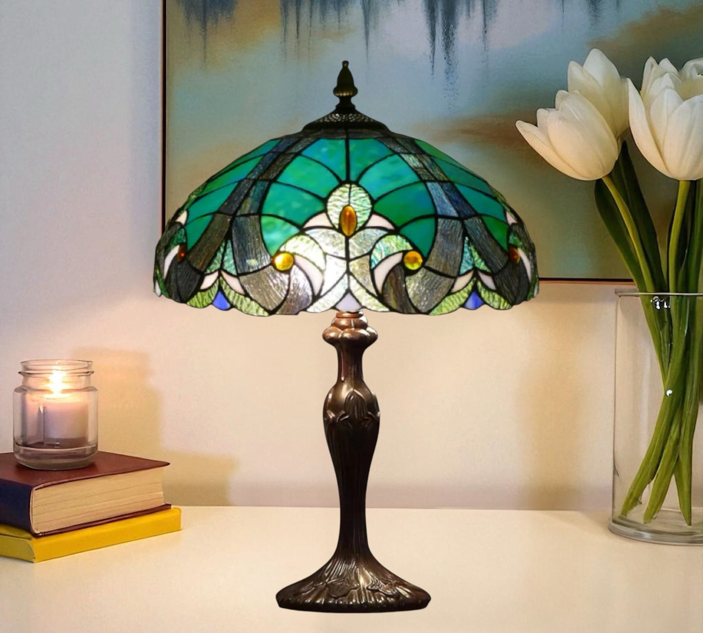 CDH 16" Tiffany Table Lamp 40cm Shade (15011)