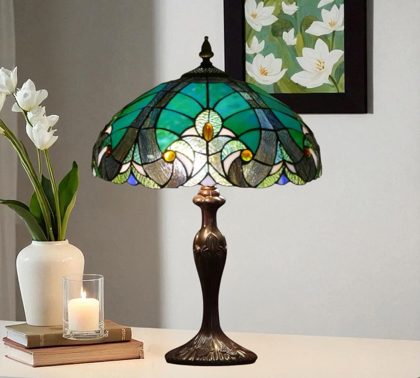 CDH 16" Tiffany Table Lamp 40cm Shade (15011)