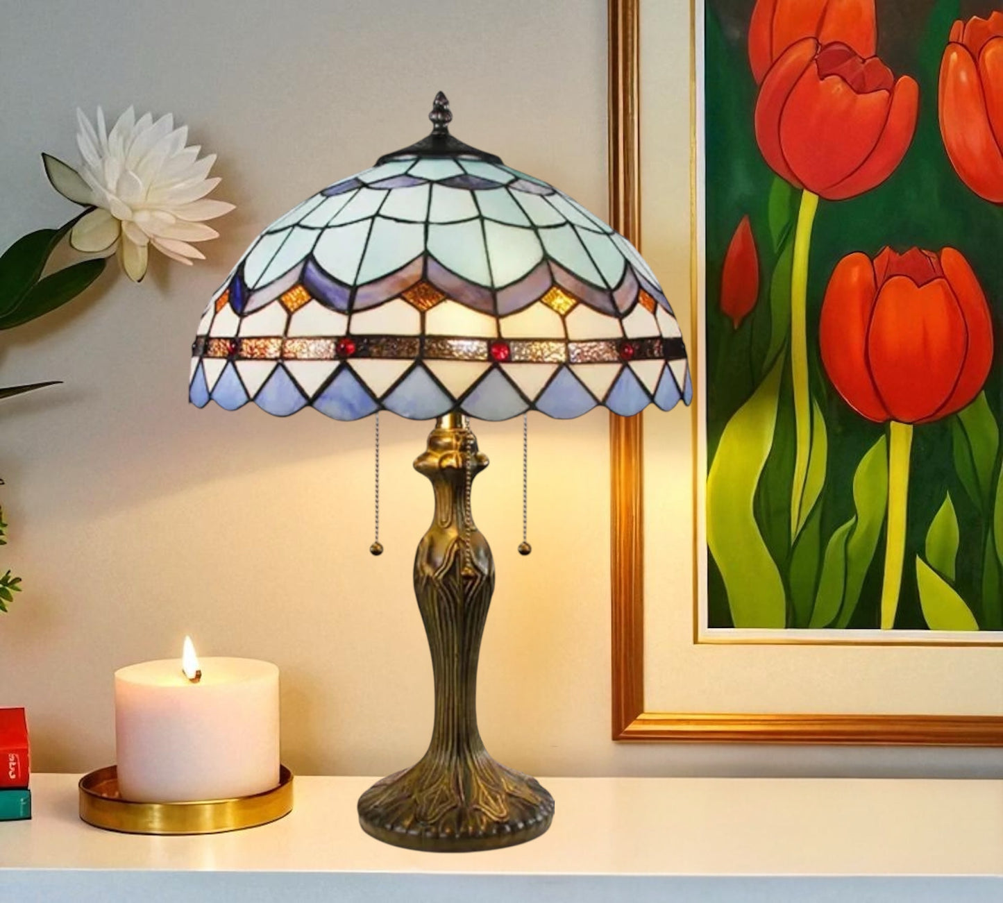 CDH 16" Tiffany Table Lamp 40cm Shade (15046)