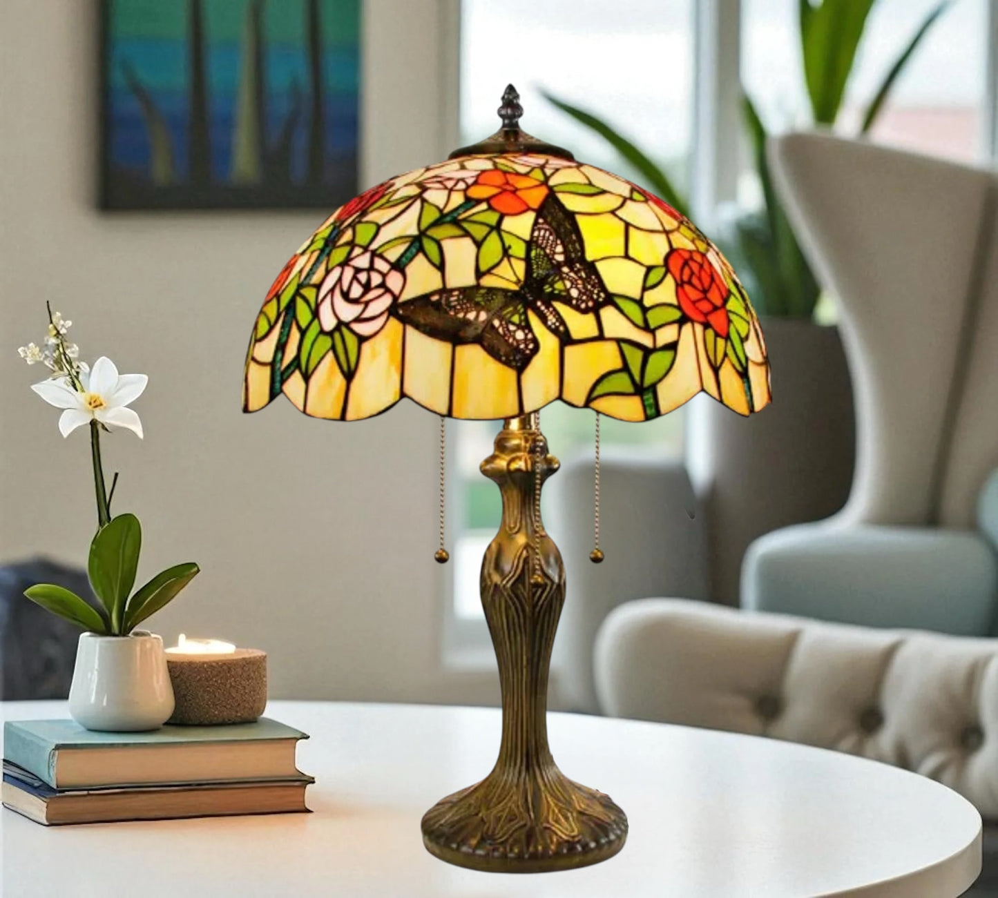 CDH 16" Tiffany Table Lamp 40cm Shade (15044)