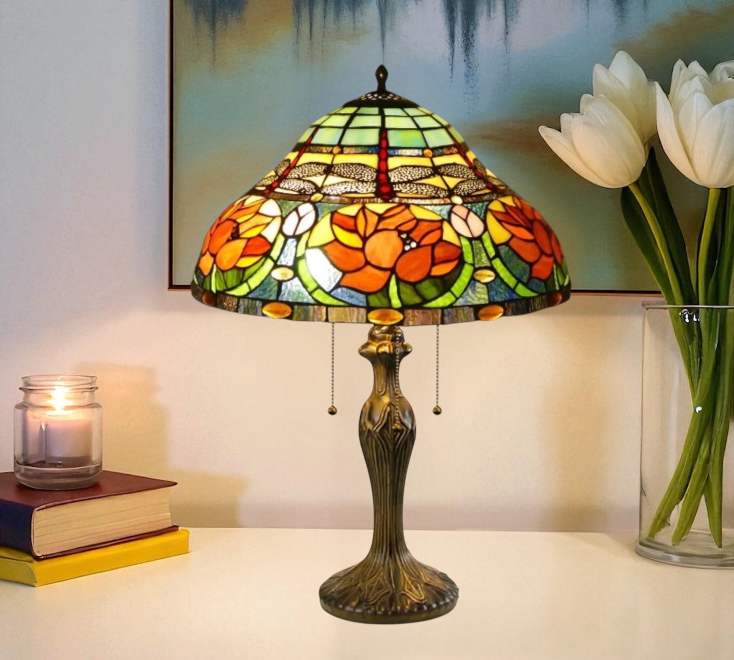 CDH 16" Tiffany Table Lamp 40cm Shade (16006)