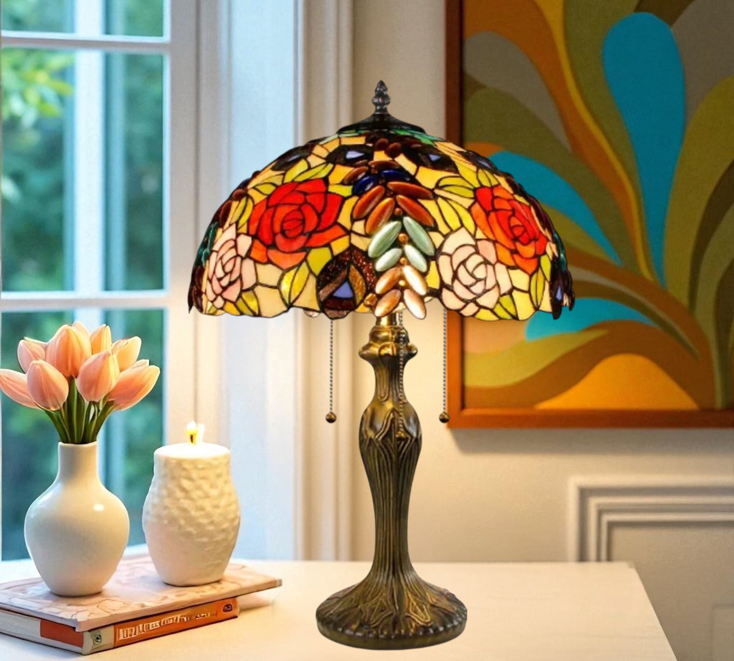 CDH 16" Tiffany Table Lamp 40cm Shade (15055)