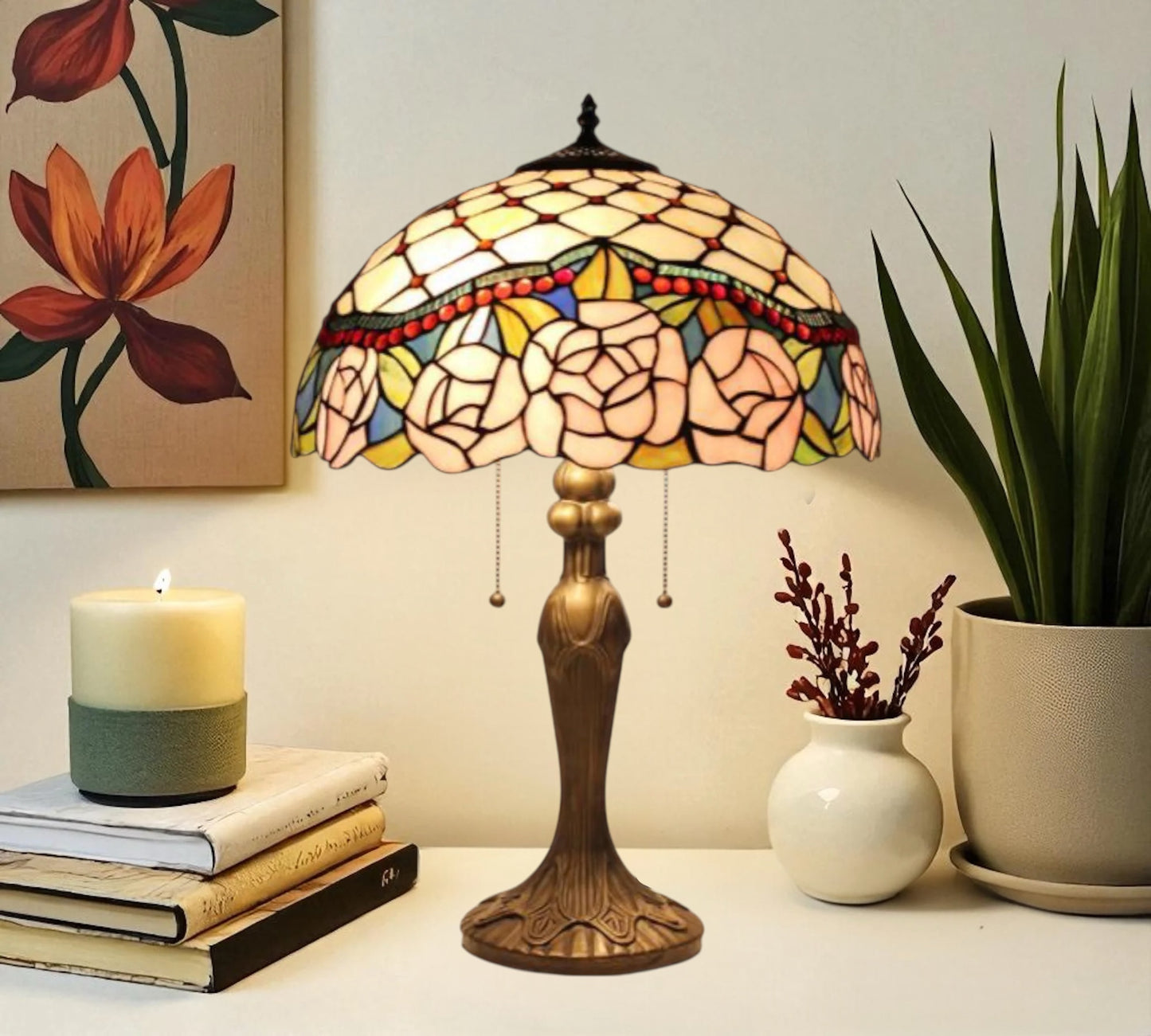 CDH 16" Tiffany Table Lamp 40cm Shade (15041)