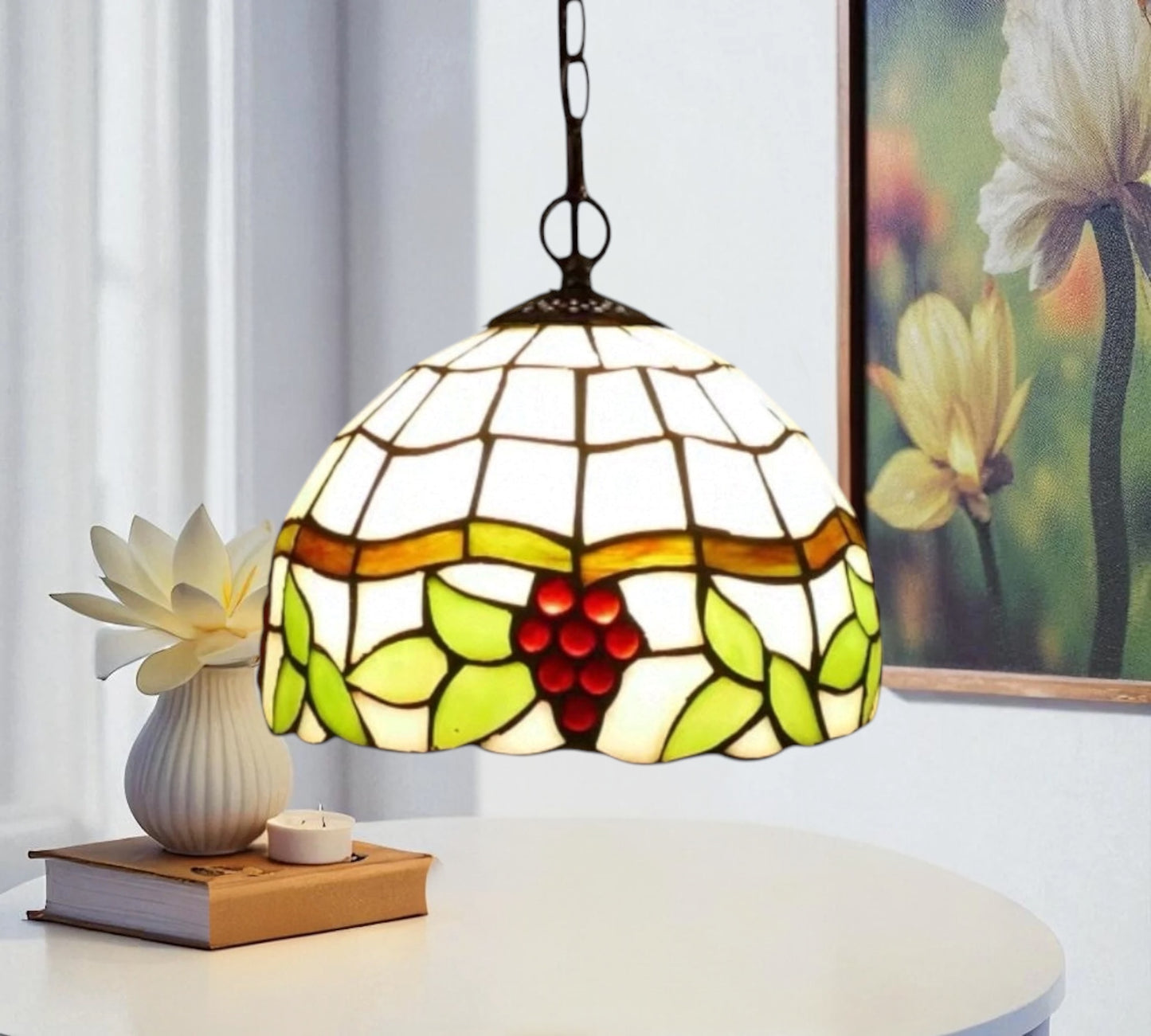 CDH 10" Tiffany Pendant Lamp with 20cm lamp shade (12022SPS)