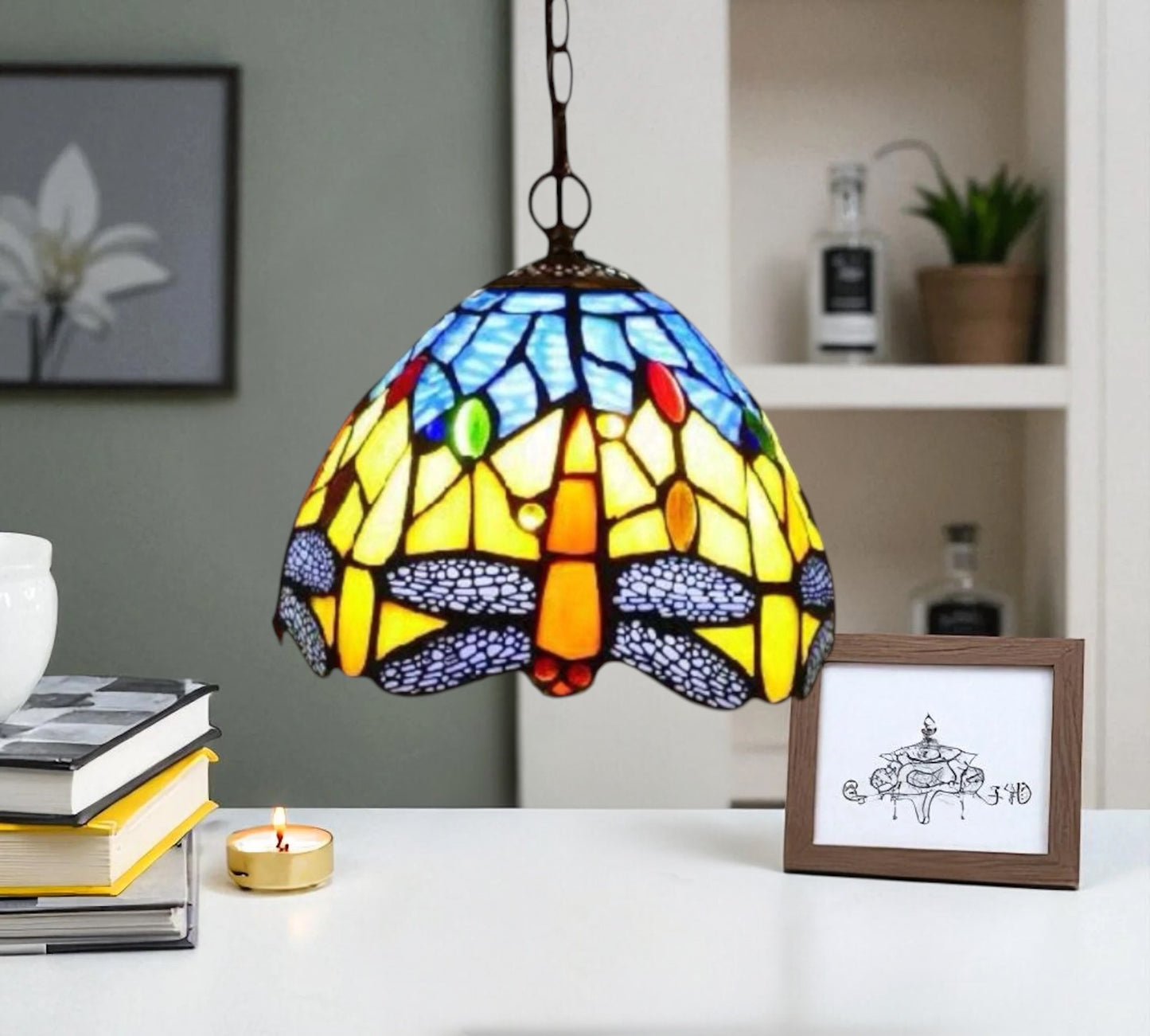 CDH 10" Tiffany Pendant Lamp with 20cm lamp shade (100160SPS)