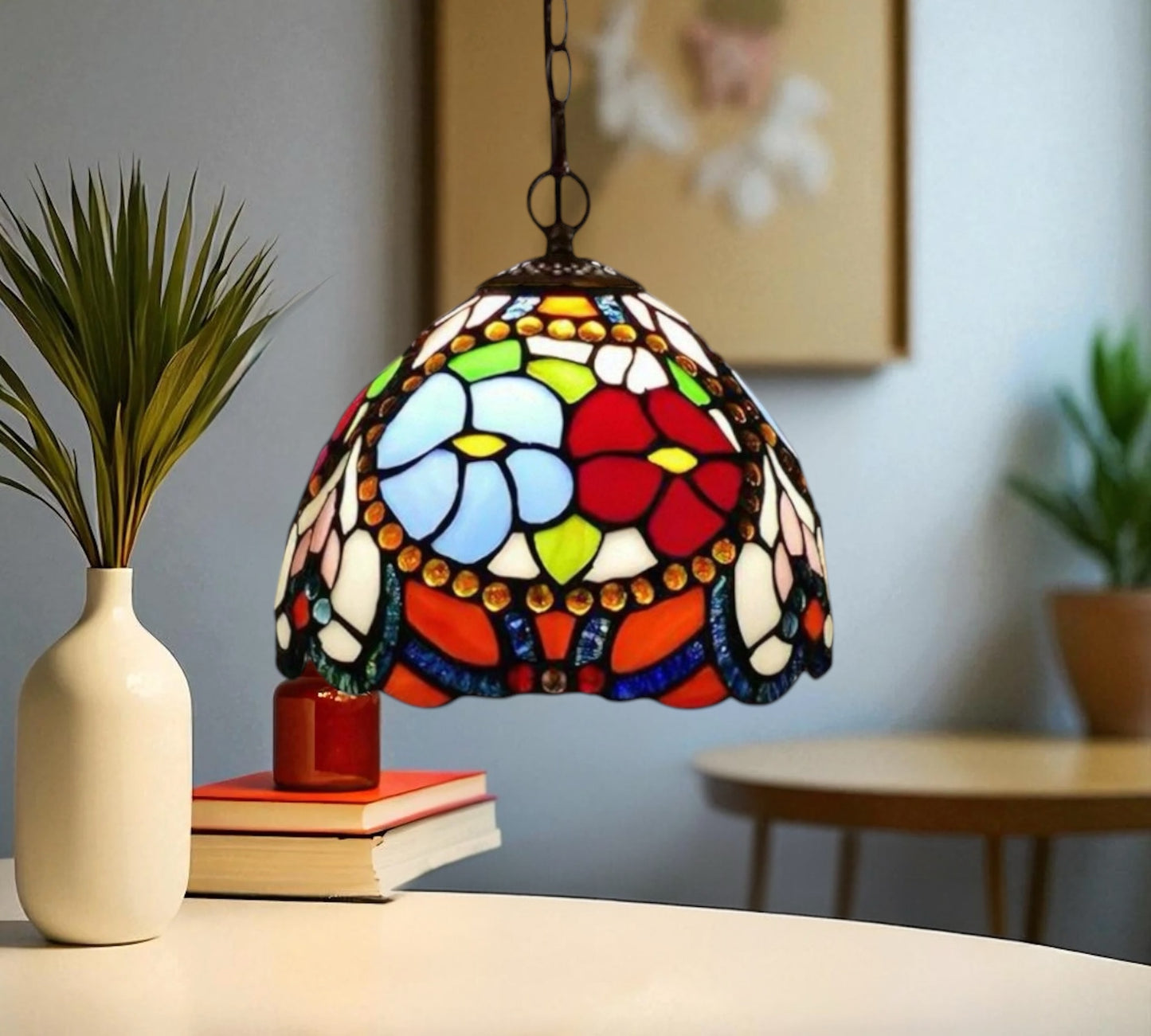 CDH 10" Tiffany Pendant Lamp with 20cm lamp shade (15030SPS)