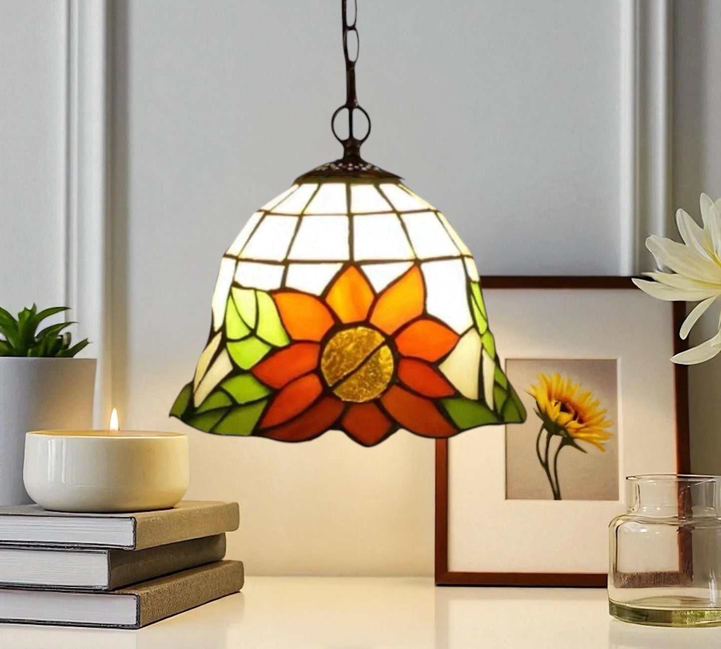 CDH 10" Tiffany Pendant Lamp with 20cm lamp shade (12068LIM)