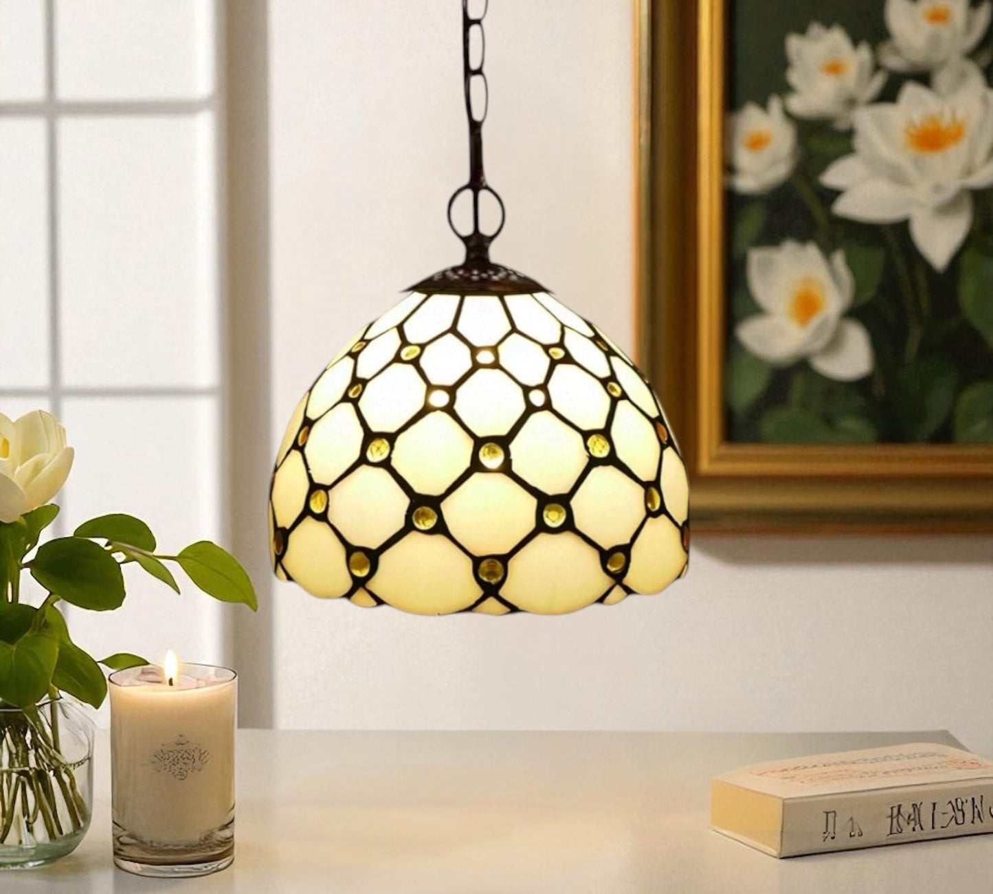 CDH 10" Tiffany Pendant Lamp with 20cm lamp shade (12021PSS)