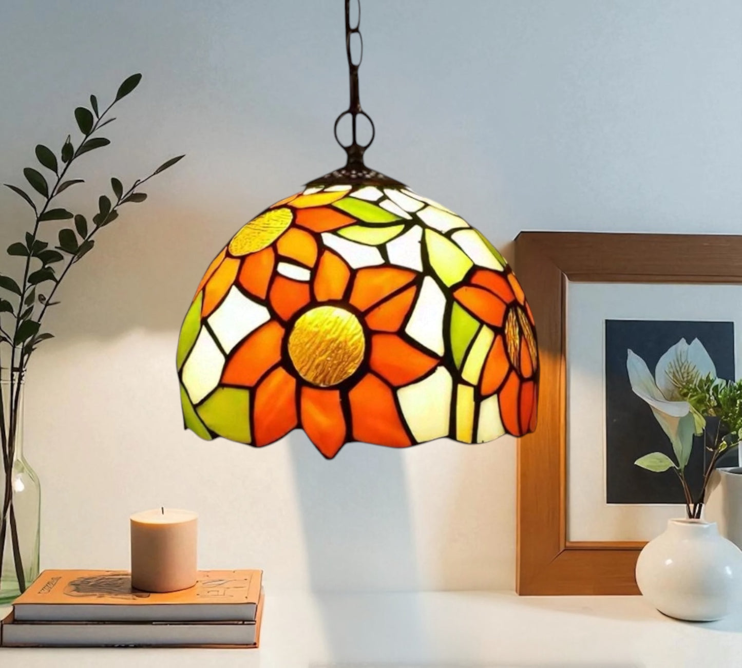 CDH 10" Tiffany Pendant Lamp with 20cm lamp shade (12068SPS)