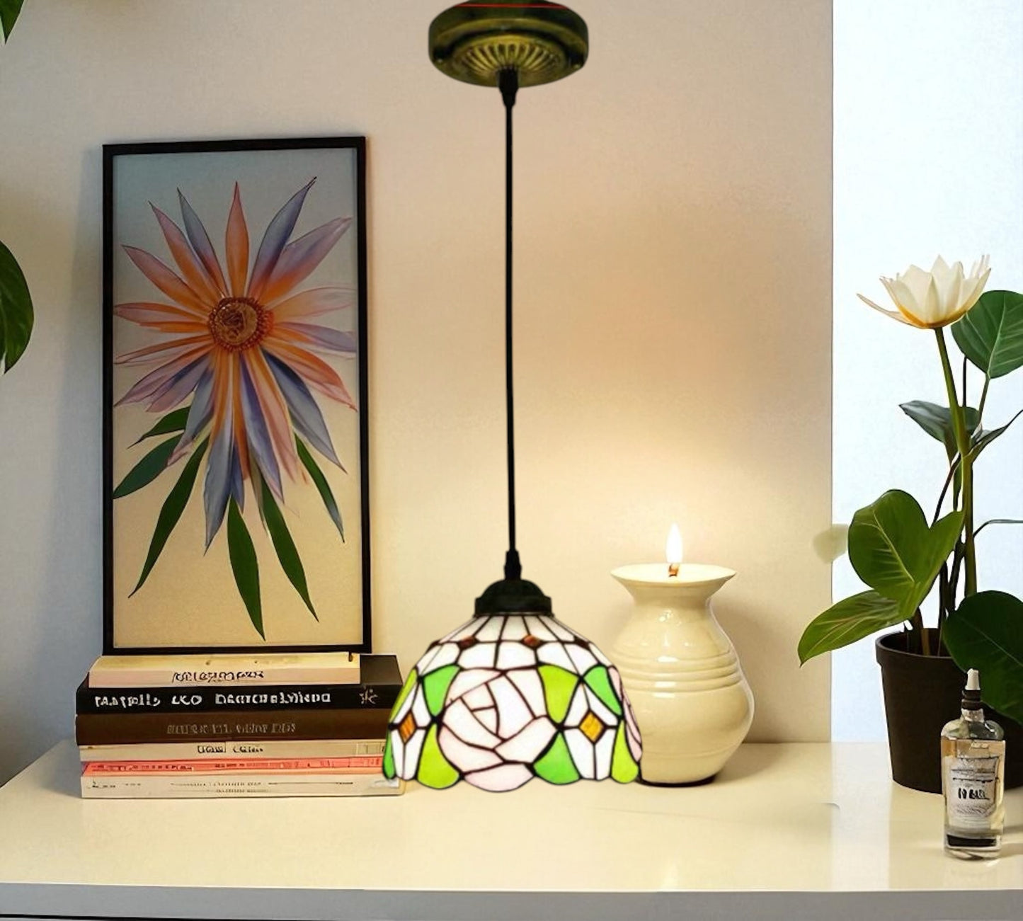CDH 10" Tiffany Pendant Lamp with 20cm lamp shade (100162SP)