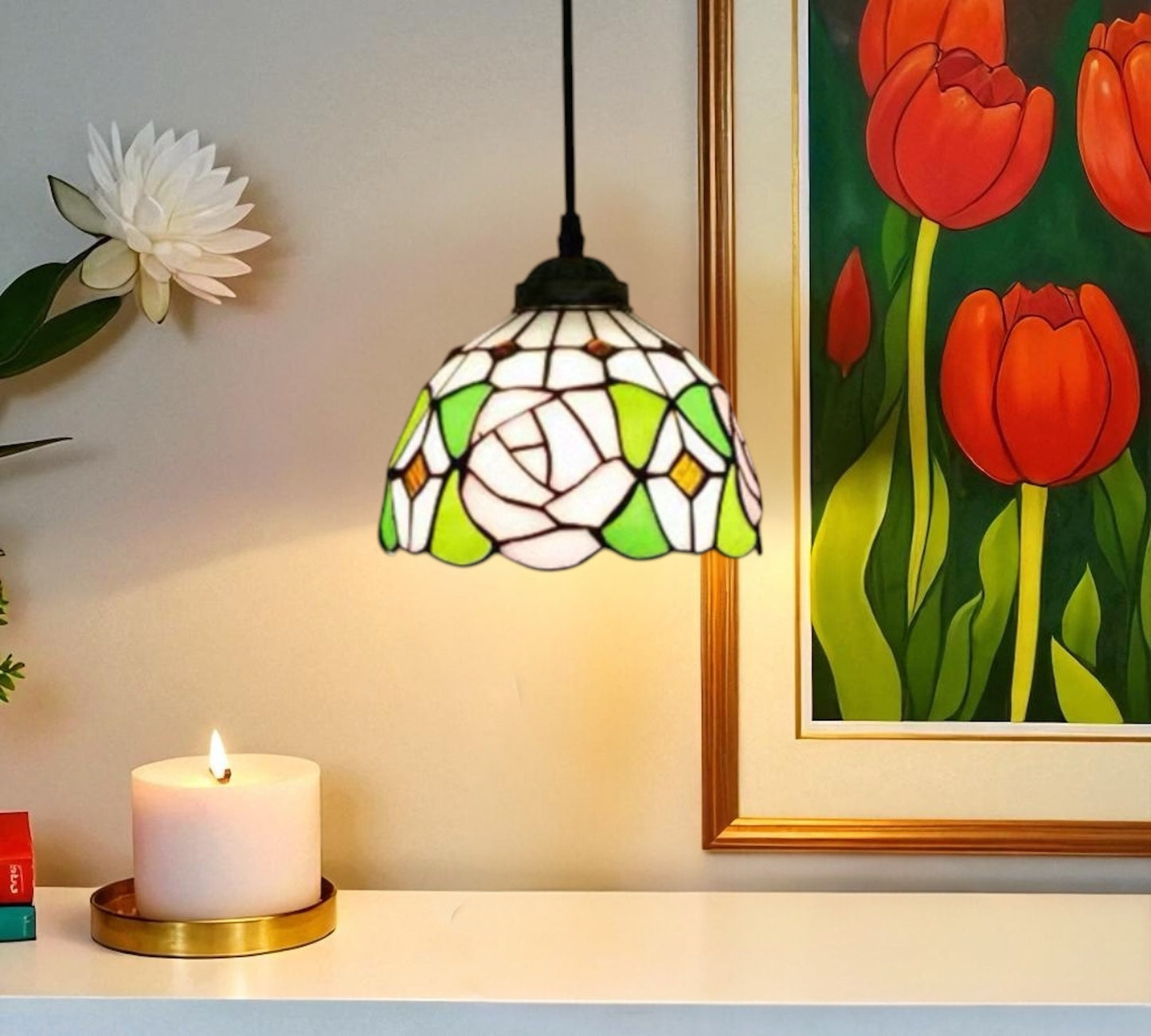 CDH 10" Tiffany Pendant Lamp with 20cm lamp shade (100162SP)