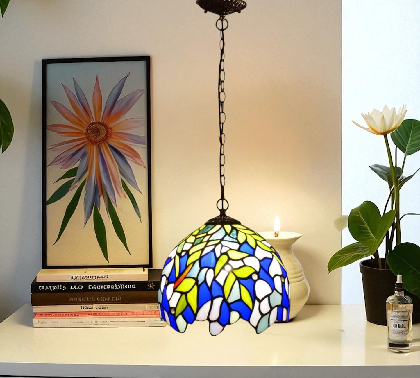 CDH 10" Tiffany Pendant Lamp with 20cm lamp shade (16039SP)