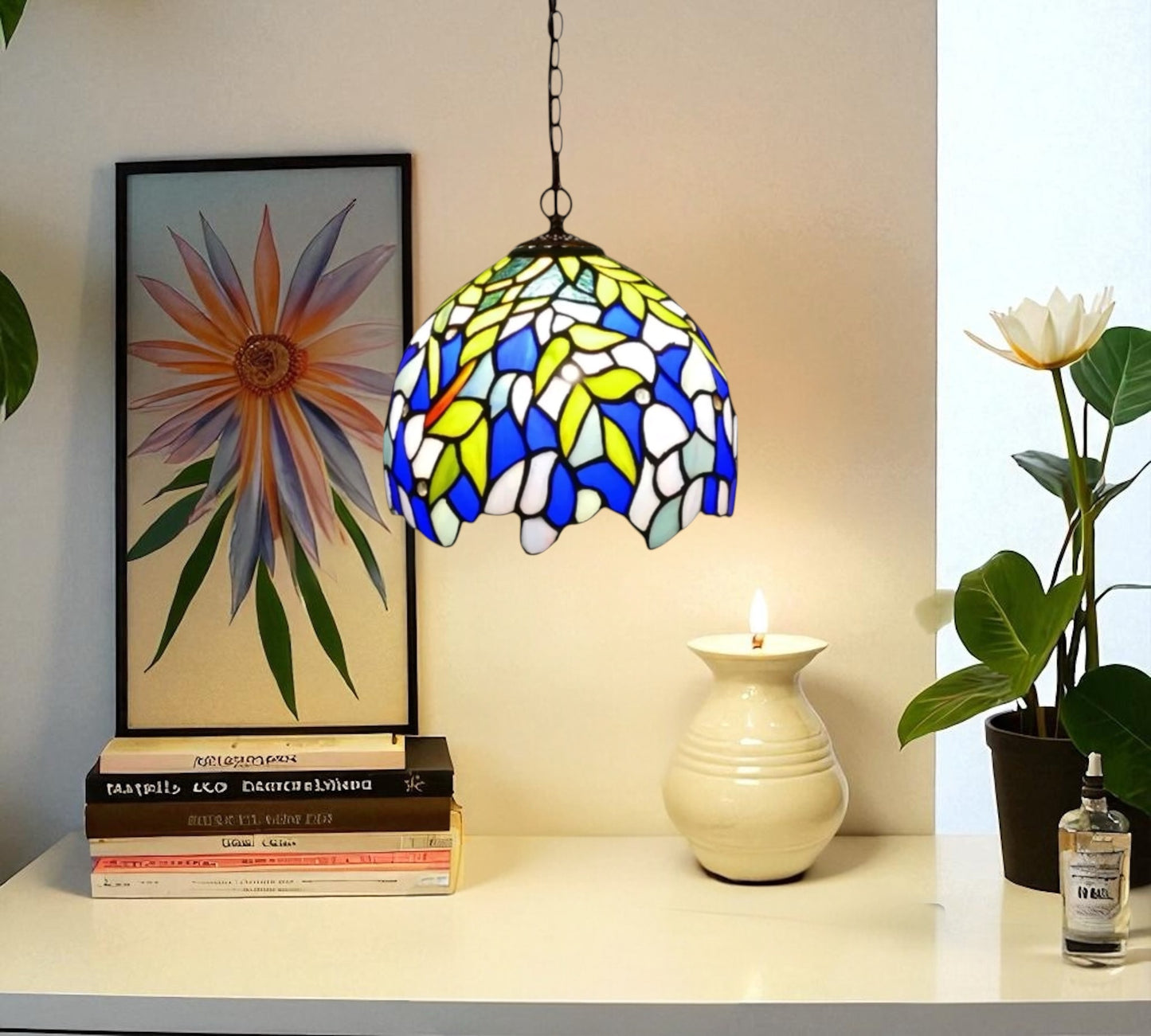 CDH 10" Tiffany Pendant Lamp with 20cm lamp shade (16039SP)