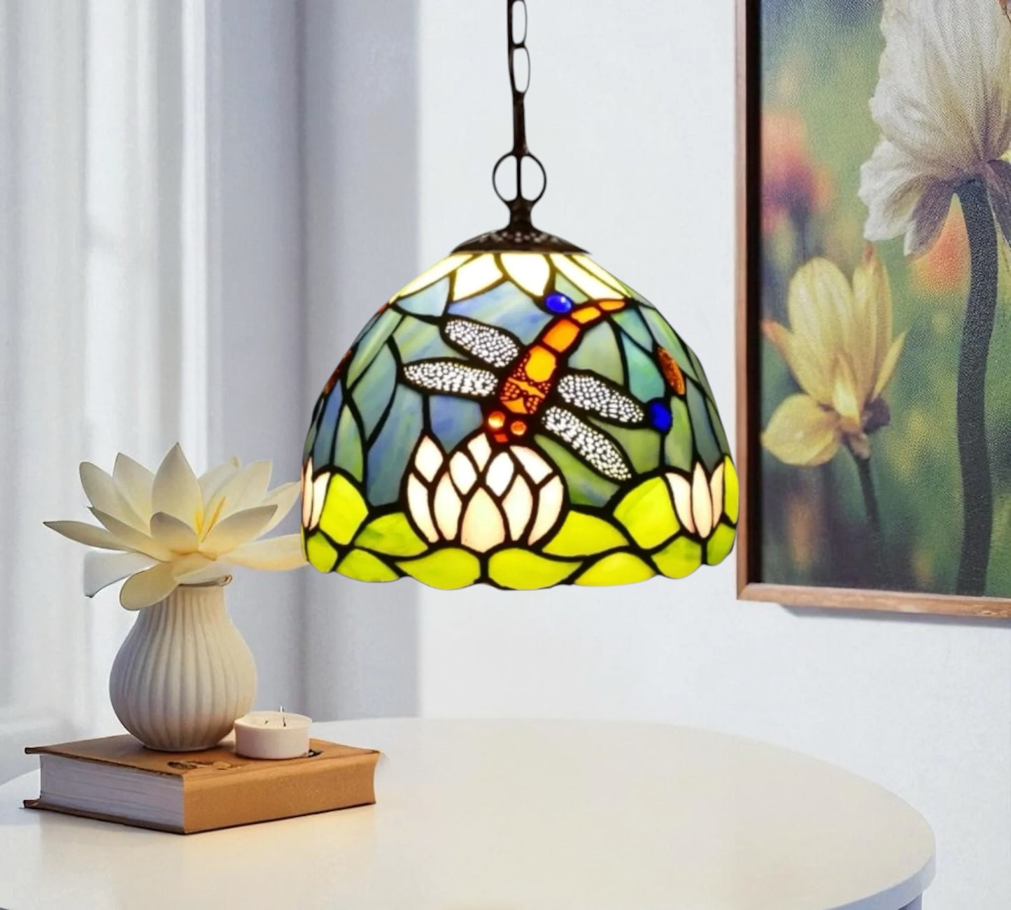 CDH 10" Tiffany Pendant Lamp with 20cm lamp shade (100165P)