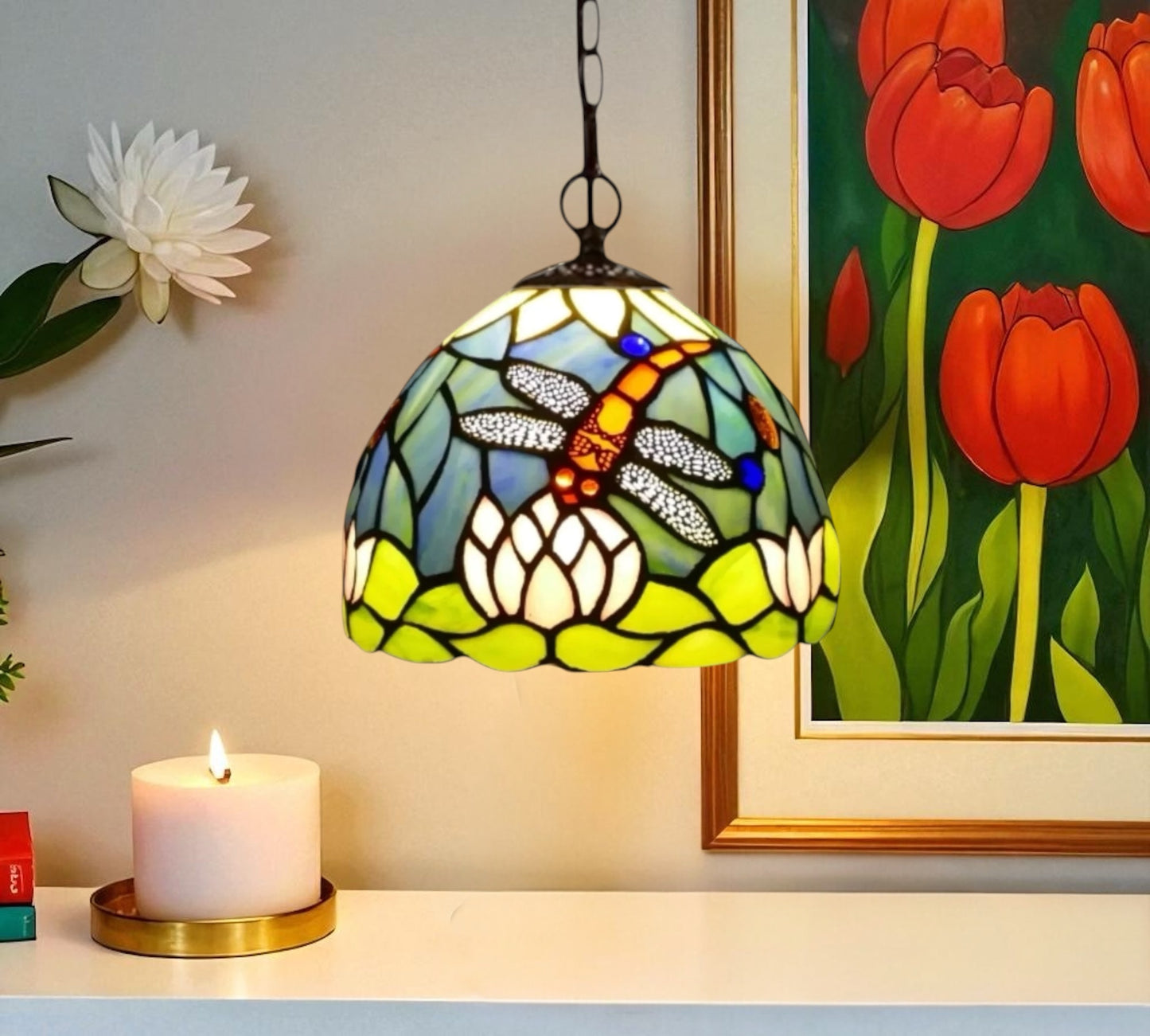 CDH 10" Tiffany Pendant Lamp with 20cm lamp shade (100165P)