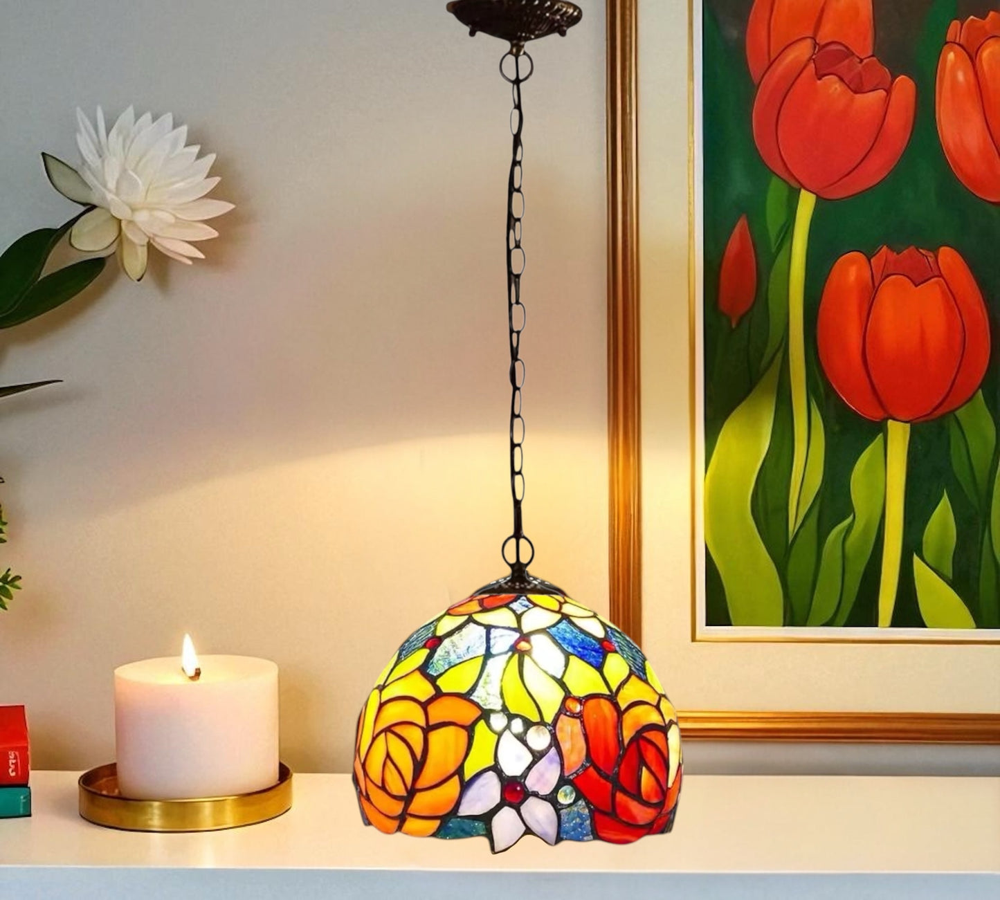 CDH 10" Tiffany Pendant Lamp with 20cm lamp shade (100163P)