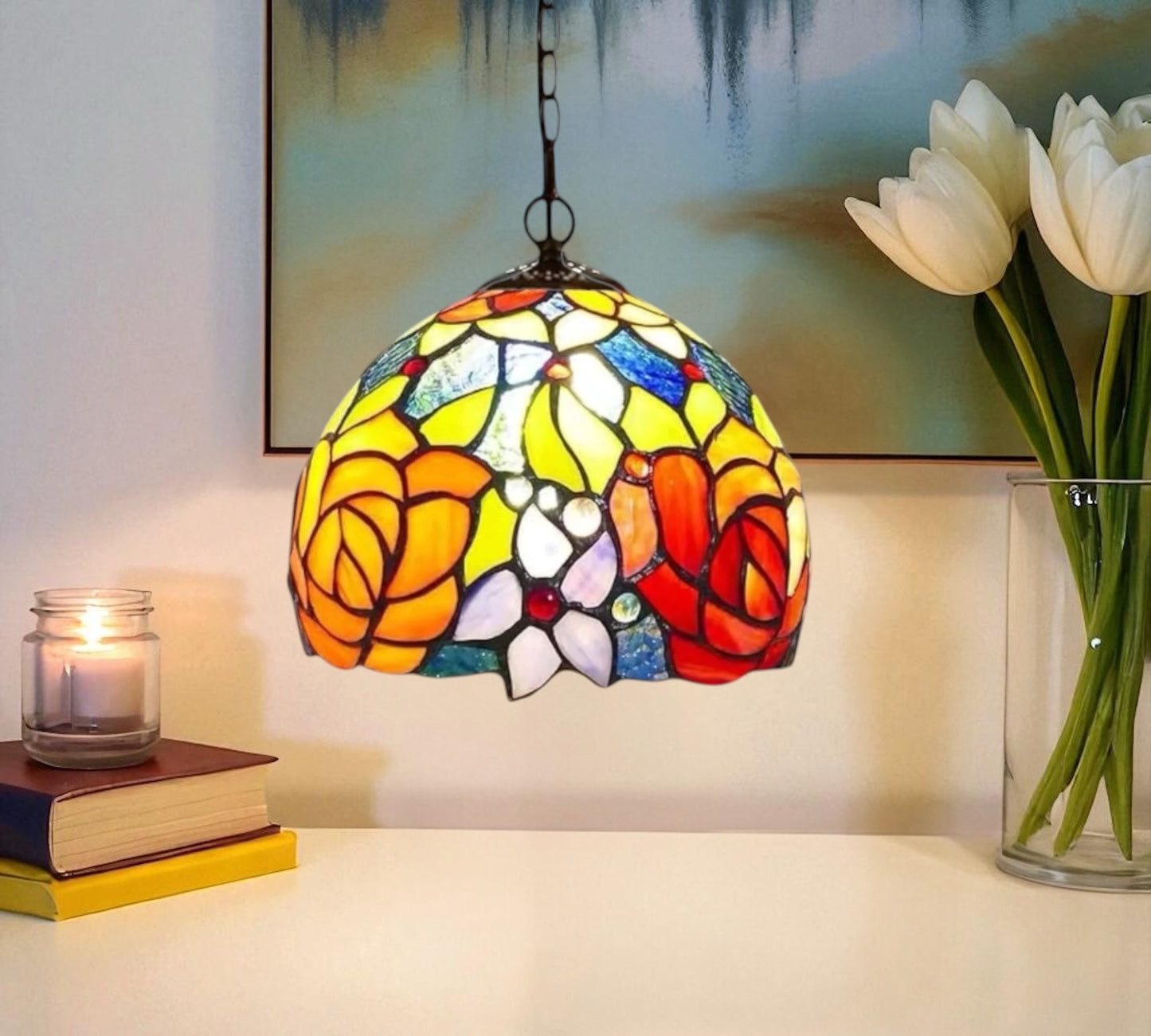 CDH 10" Tiffany Pendant Lamp with 20cm lamp shade (100163P)