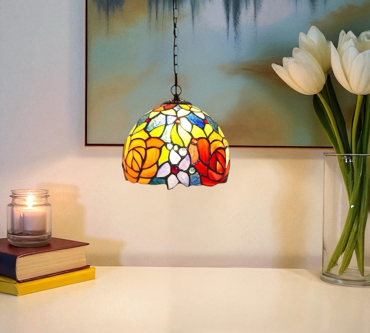 CDH 10" Tiffany Pendant Lamp with 20cm lamp shade (100163P)