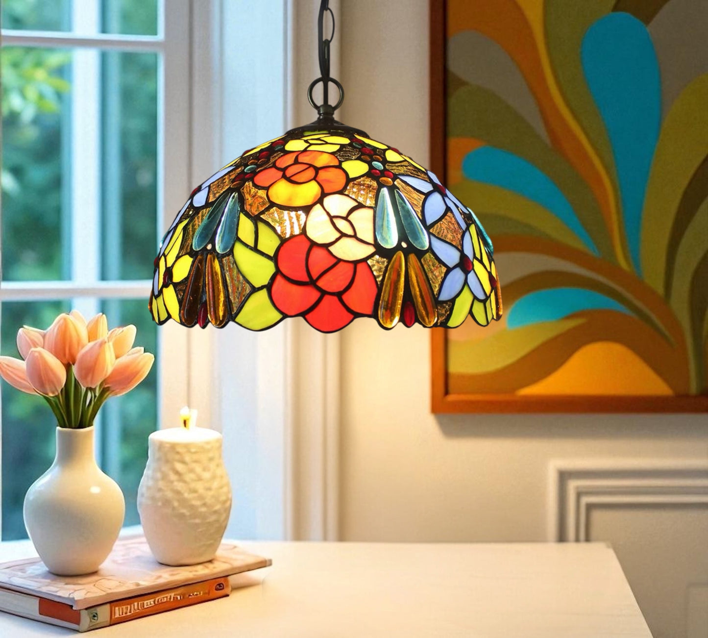 CDH 12" Tiffany Pendant Lamp 30cm shade (15016TP)