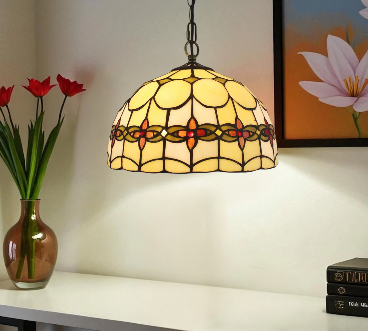 CDH 12" Tiffany Pendant Lamp 30cm shade (18007CP)