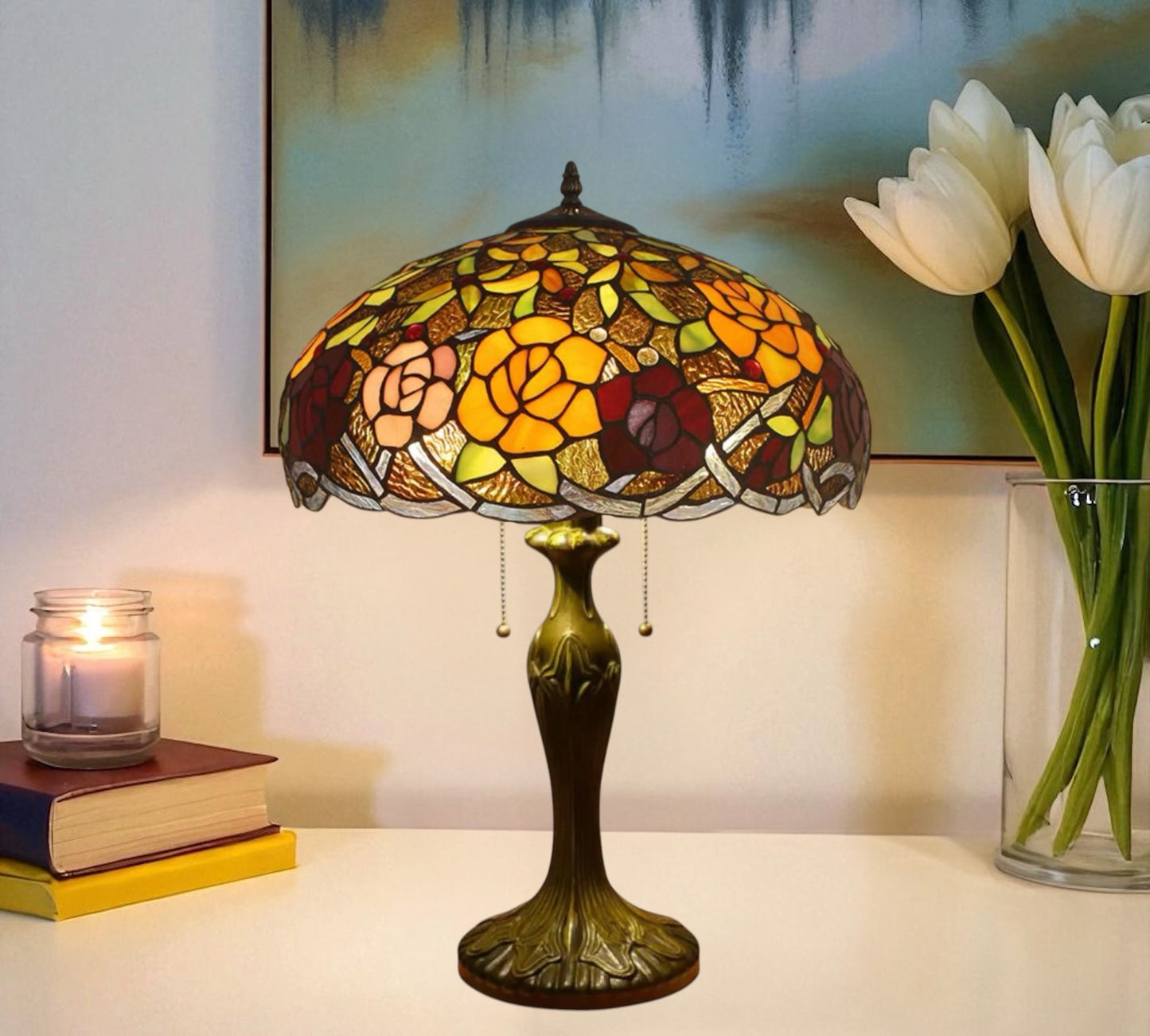 CDH 16" Tiffany Table Lamp 40cm Shade (13004T)
