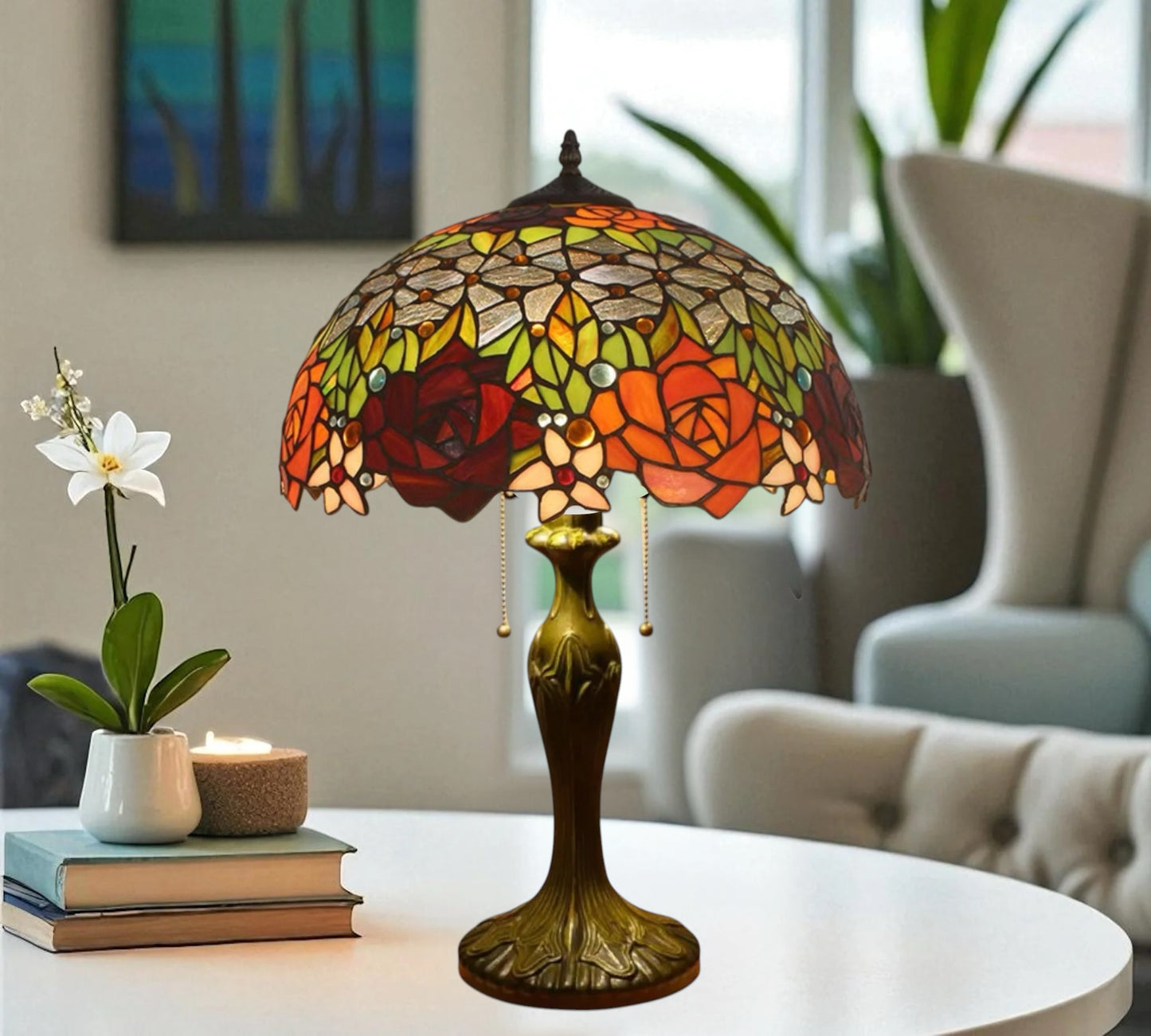 CDH 16" Tiffany Table Lamp 40cm Shade (11005T)