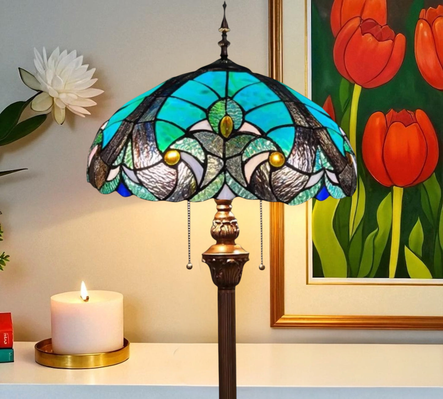 CDH Tiffany Floor Lamp (16013) 16" 40CM Shade