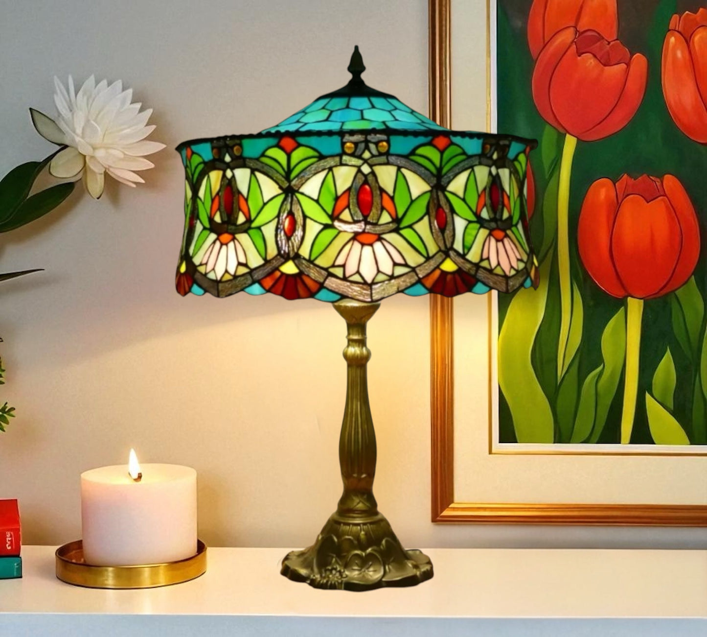 CDH 18" XLARGE Tiffany Table Lamp 46cm Shade (19001T)